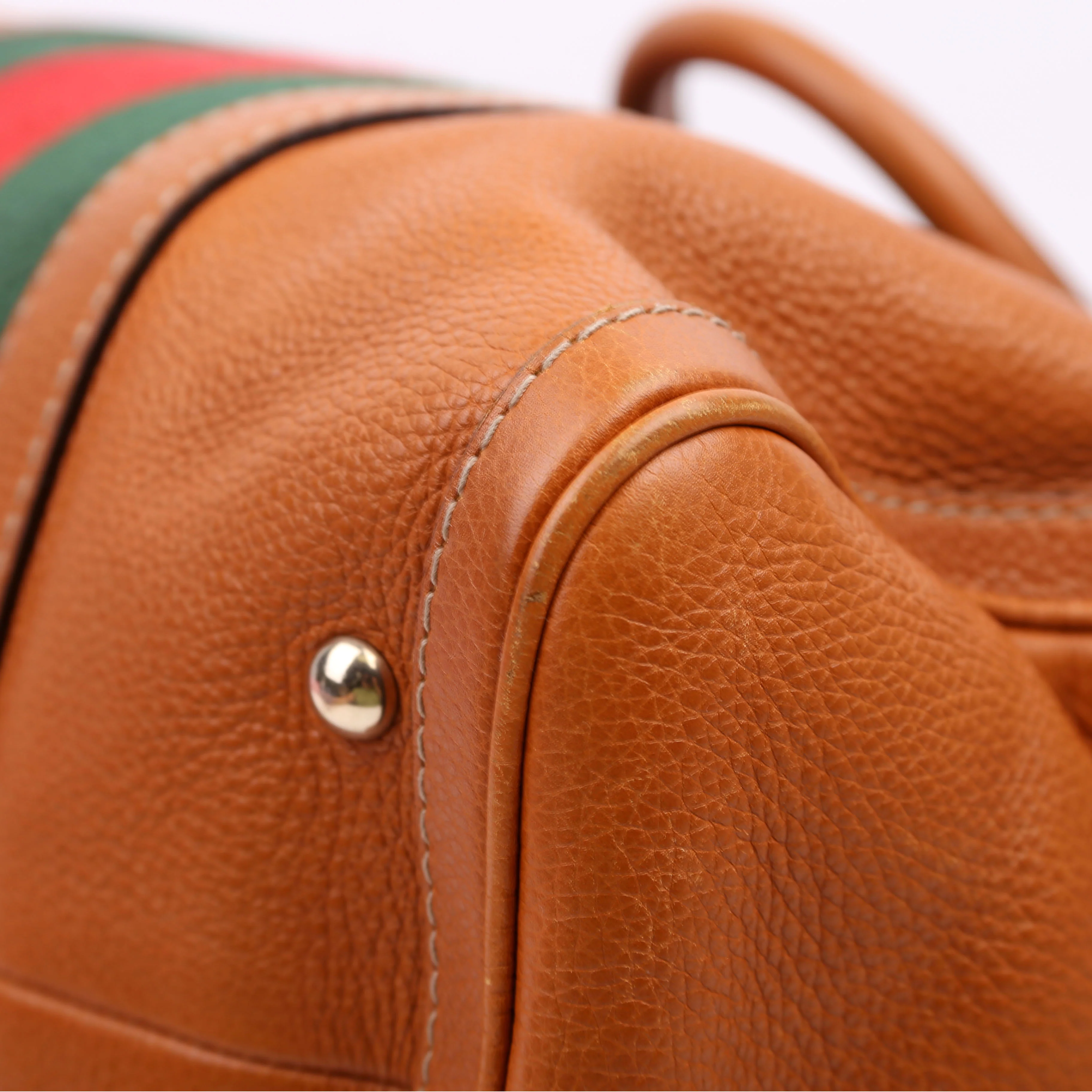 247205 Boston Bag Web Leather Brown - Image 6