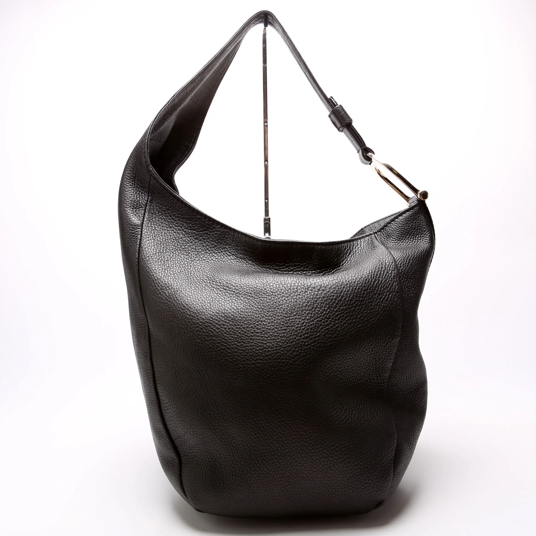 257050 Greenwich Leather One Shoulder Bag Black - Image 3