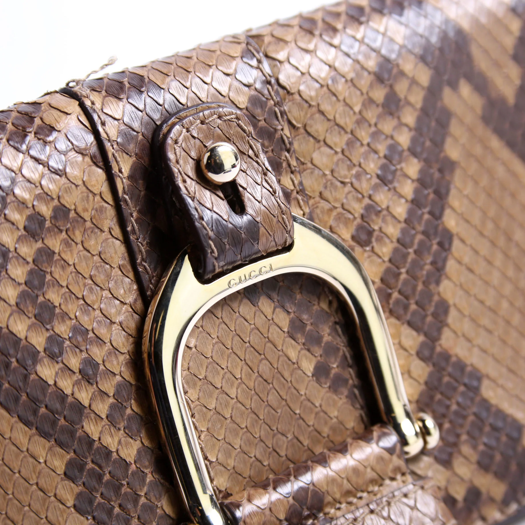 257053 Greenwich Clutch Python Leather Brown - Image 6