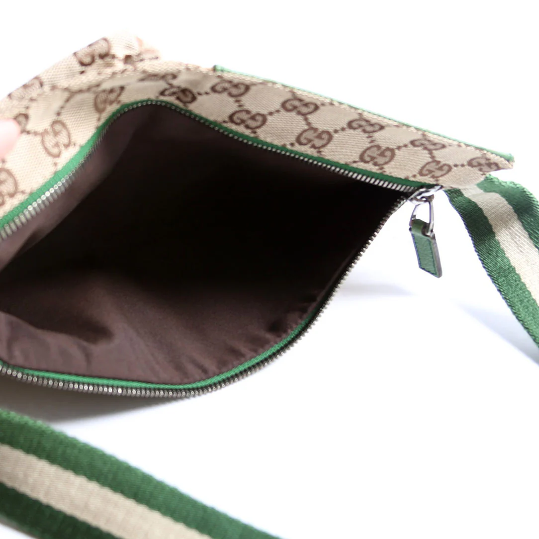 28566 GG Canvas Waist Bag Green - Image 13