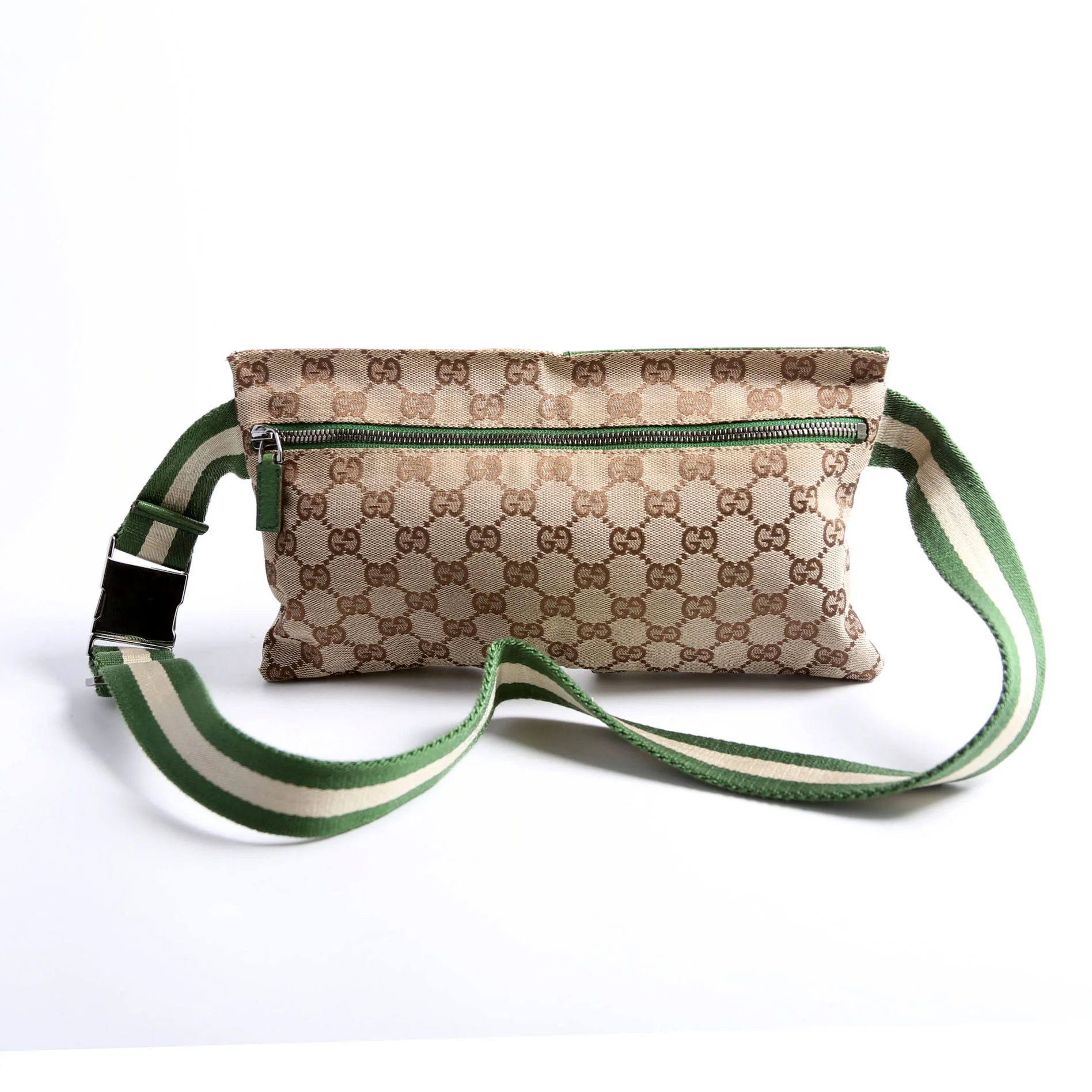 28566 GG Canvas Waist Bag Green - Image 2