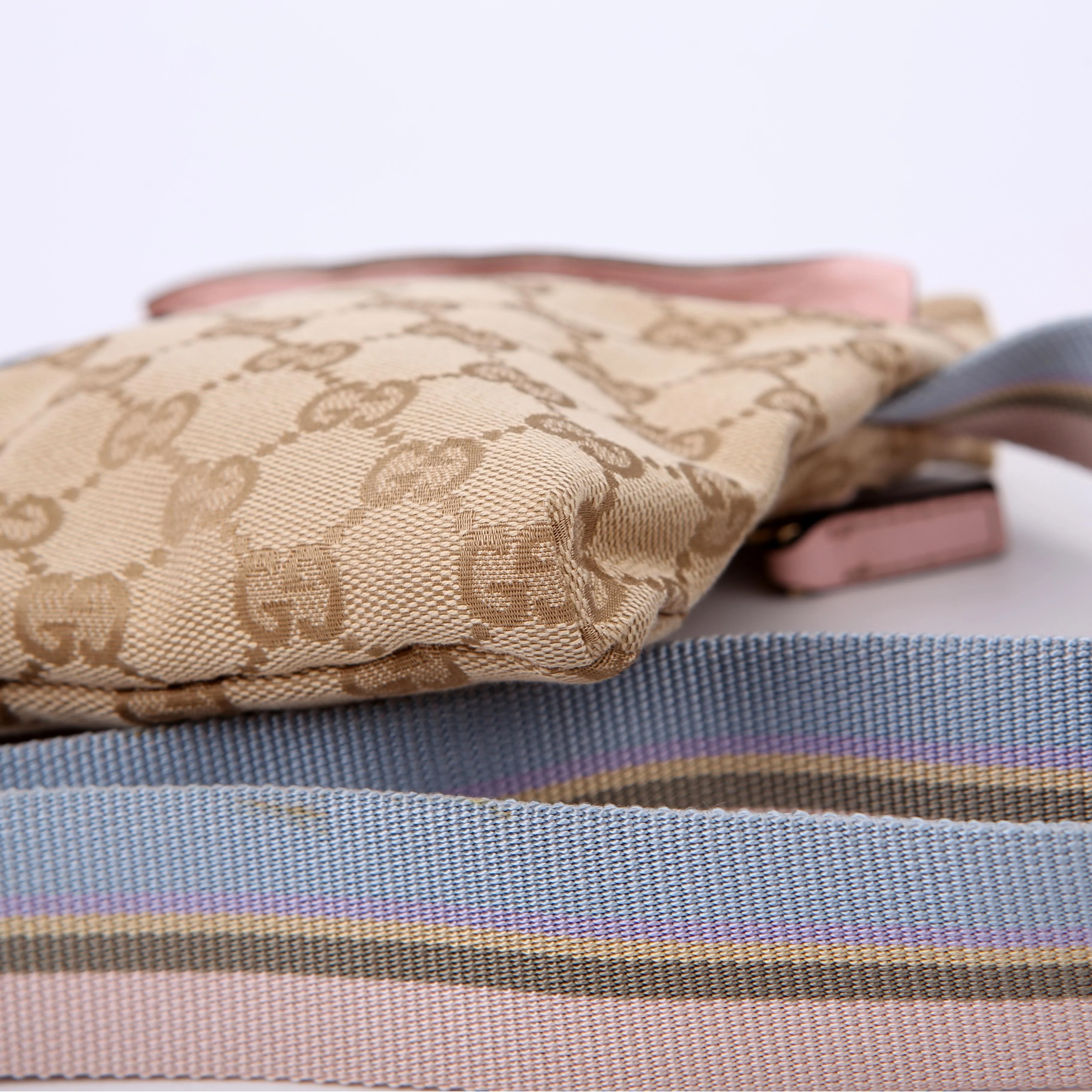 28566 GG Canvas Waist Bag Tan/Pink - Image 6