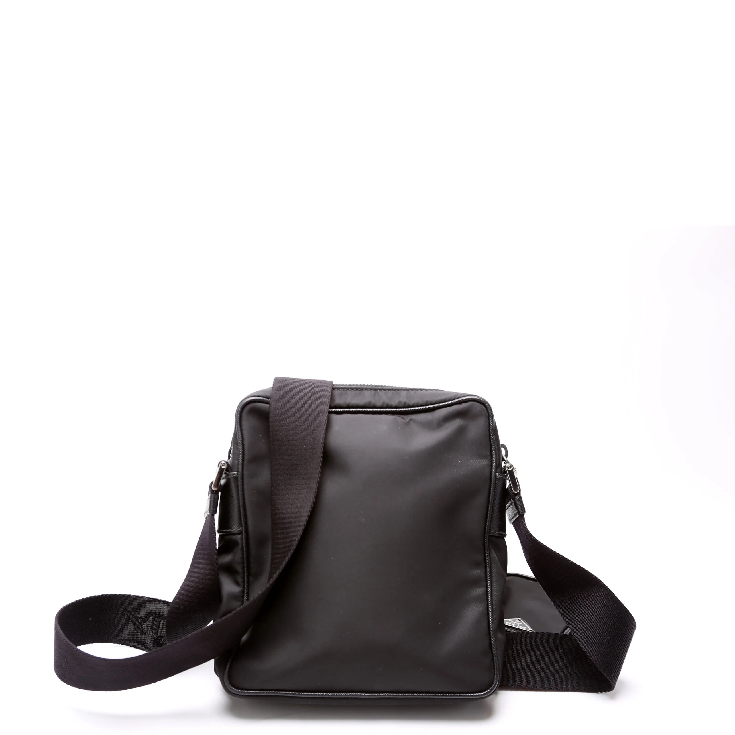 2VH112 Re-Nylon/Saffiano Leather Shoulder Bag Black - Image 3