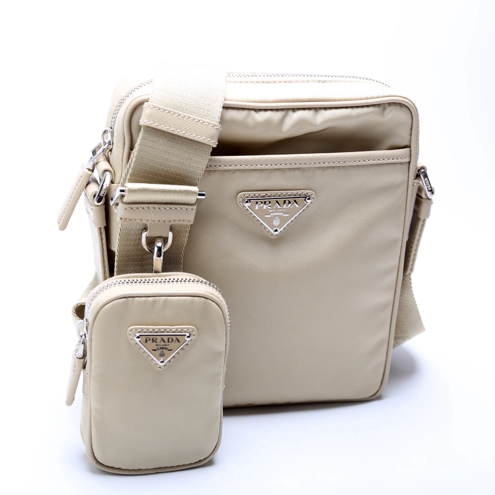 2VH112 Re-Nylon/Saffiano Leather Shoulder Gold - Image 2
