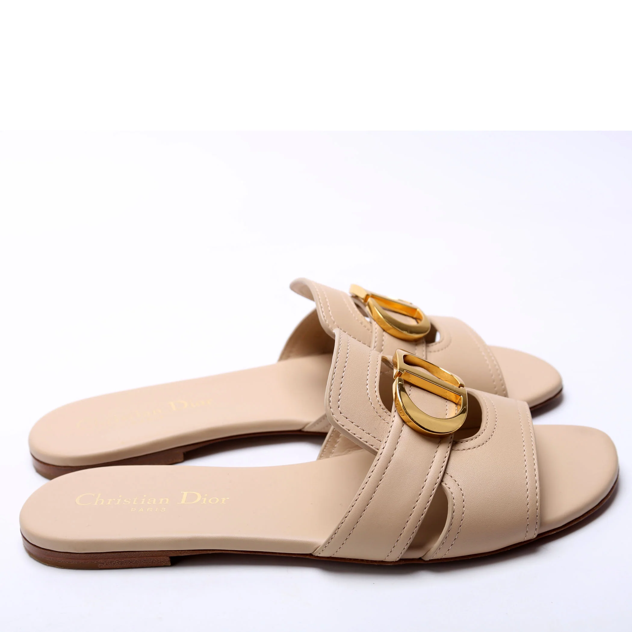 30 Montaigne Calfskin Slides 37.5 Tan - Image 3