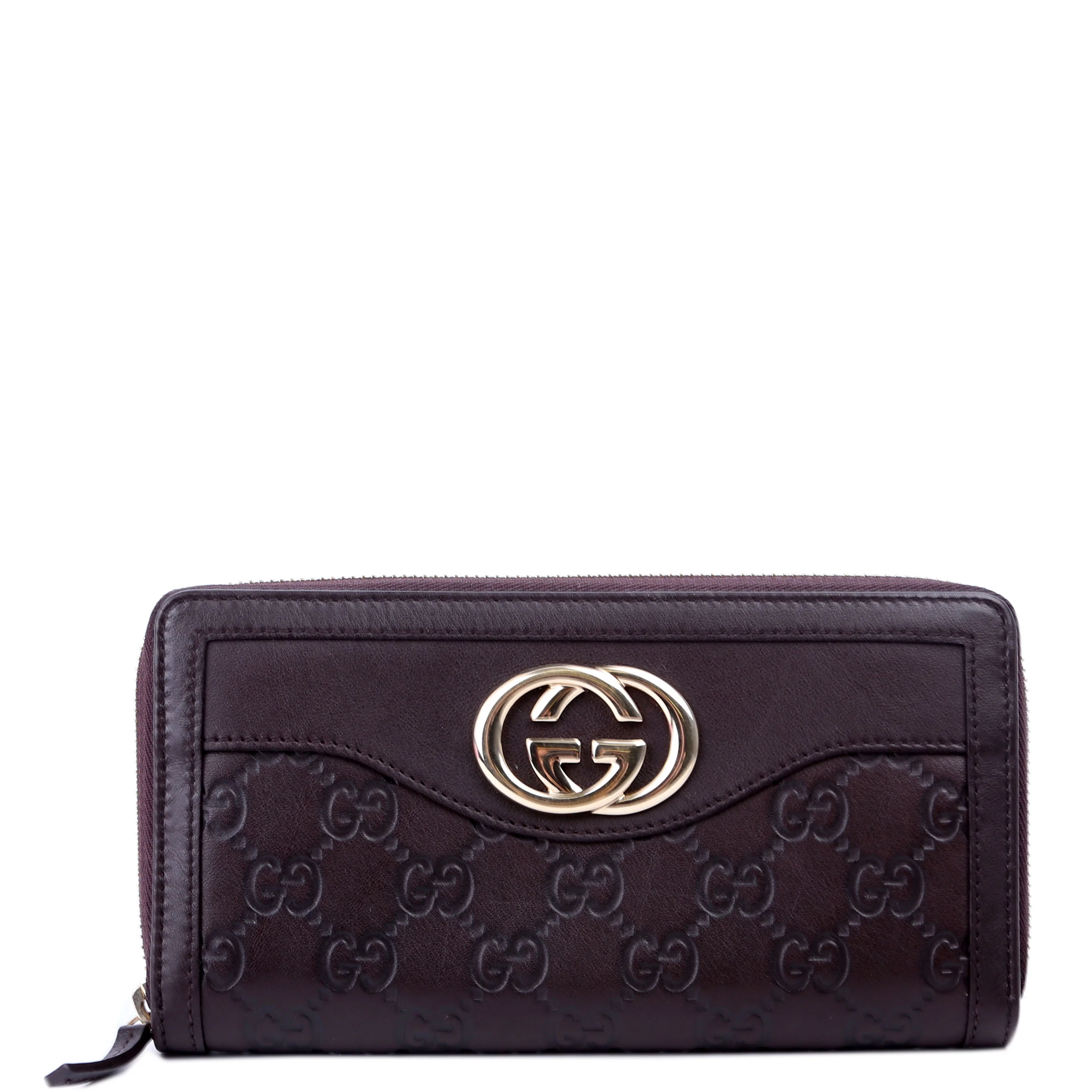 308012 Sukey Guccissima Zip Around Wallet Brown
