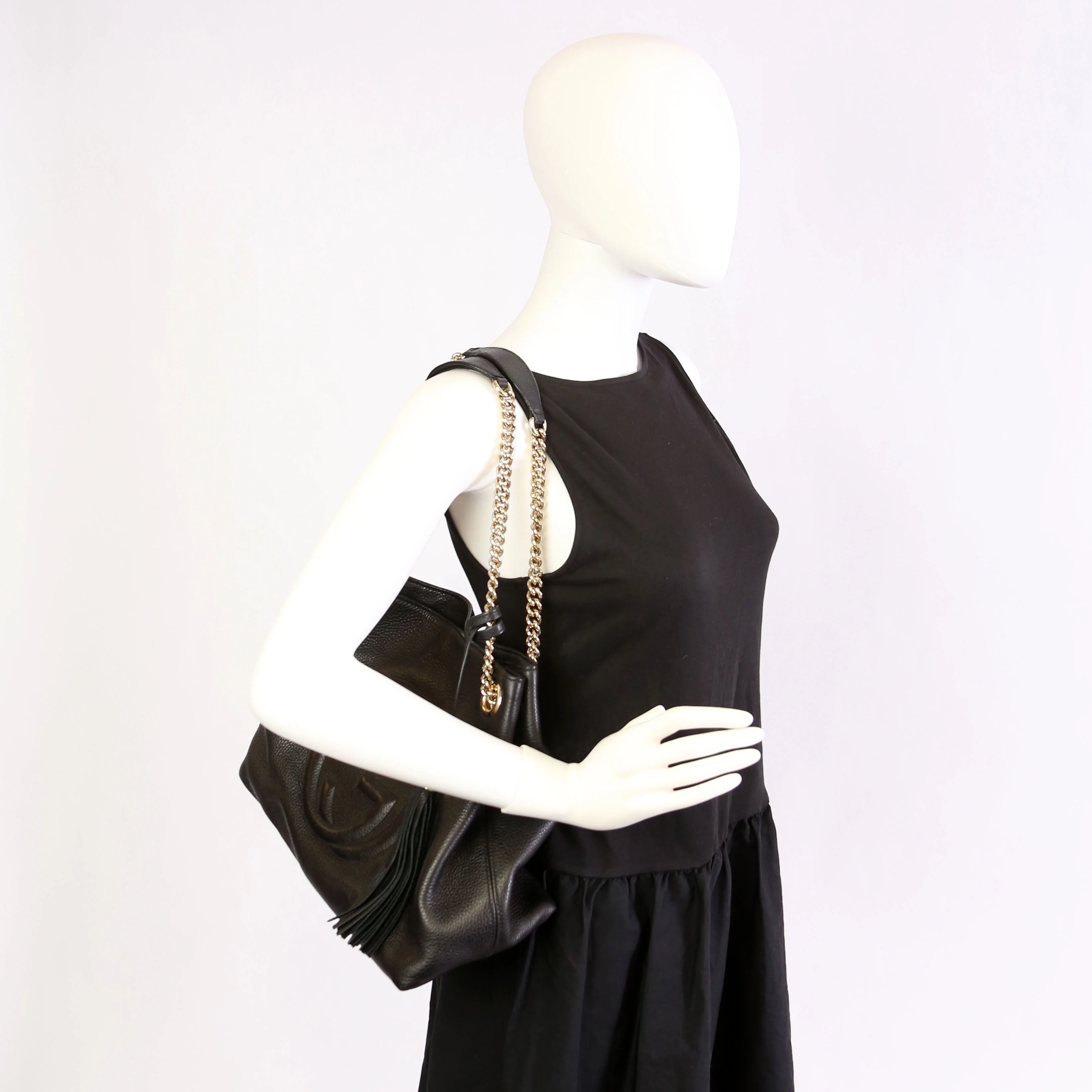 308982 Soho Leather Shoulder Medium Black - Image 11