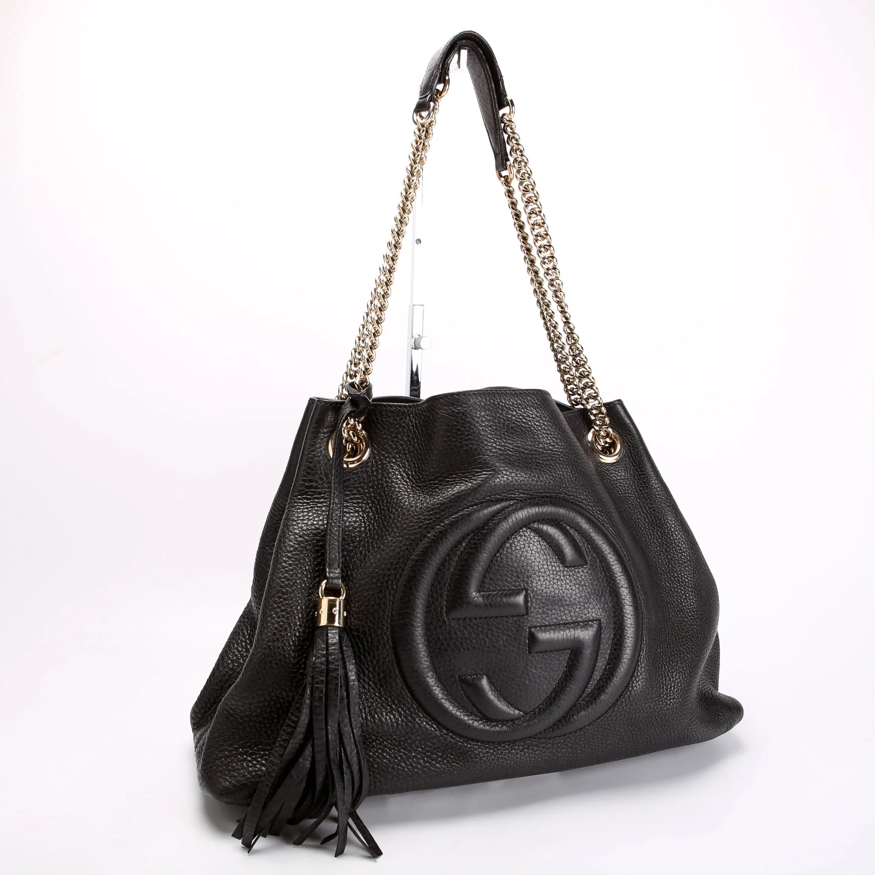 308982 Soho Leather Shoulder Medium Black/Gold - Image 2