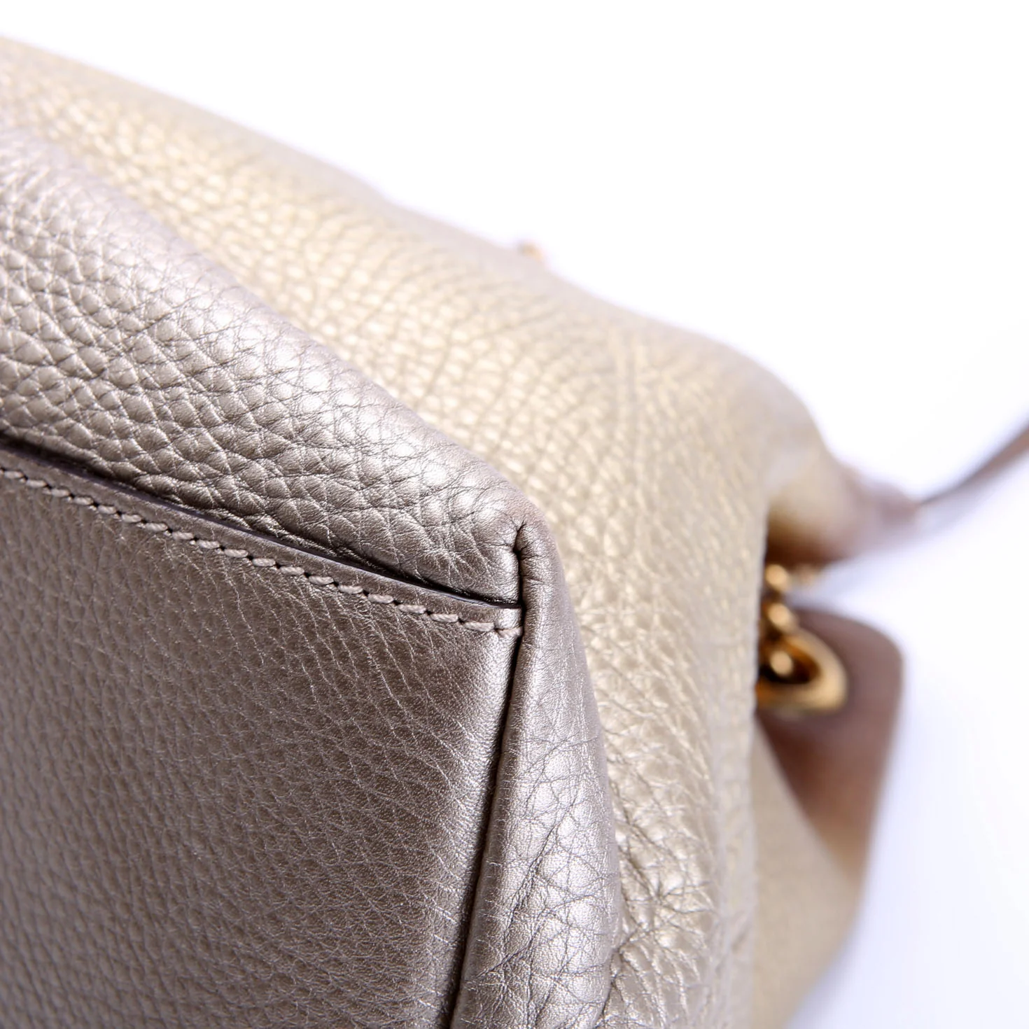 308982 Soho Leather Shoulder Medium Gold - Image 6