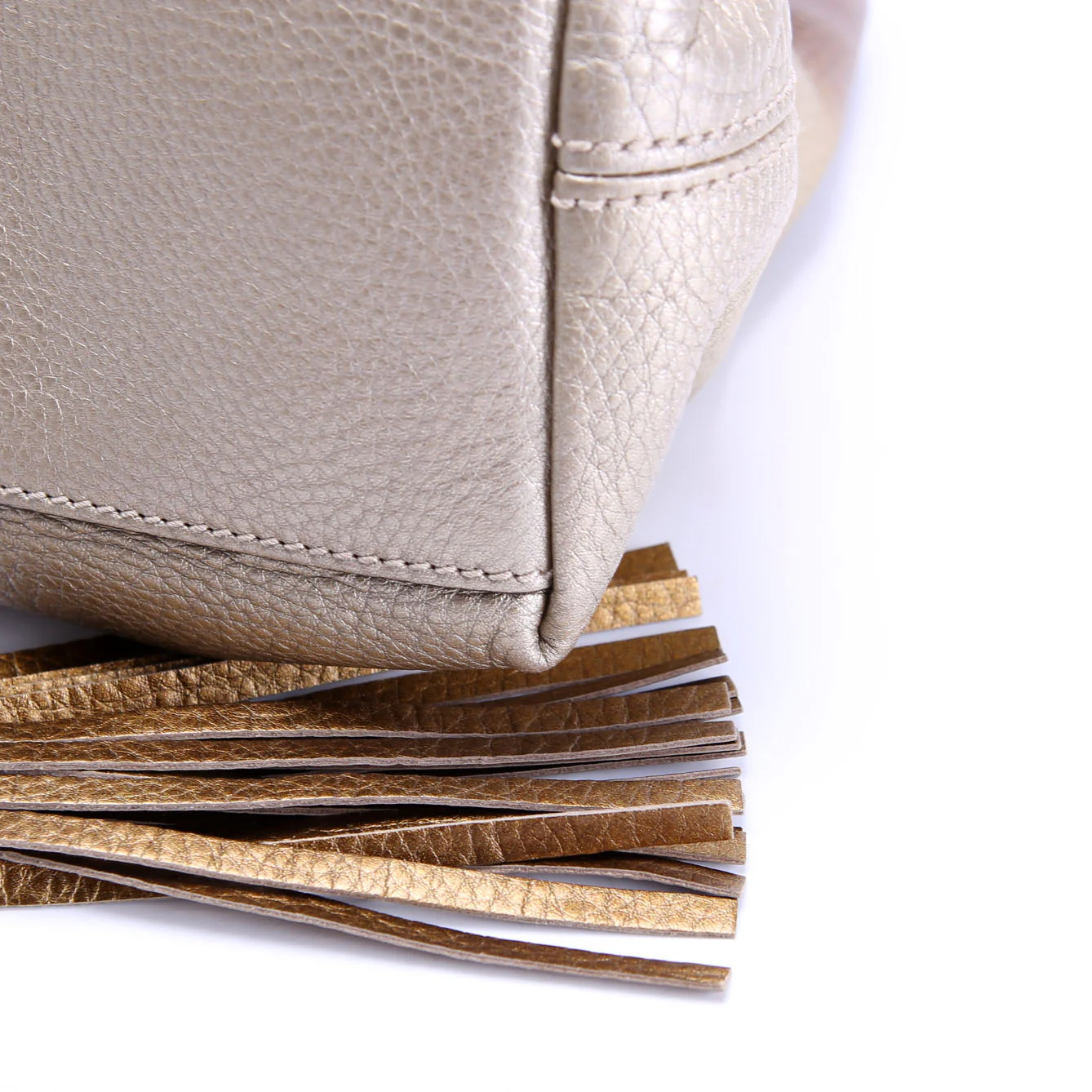 308982 Soho Leather Shoulder Medium Gold - Image 9