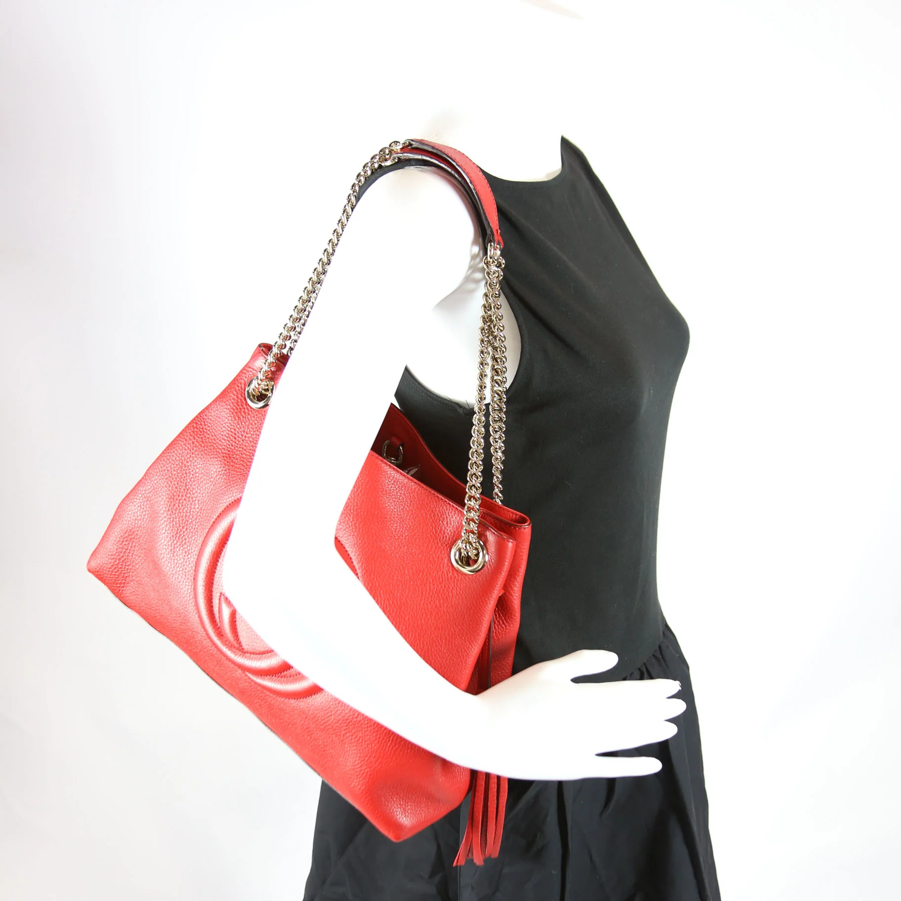 308982 Soho Leather Shoulder Medium Red - Image 9