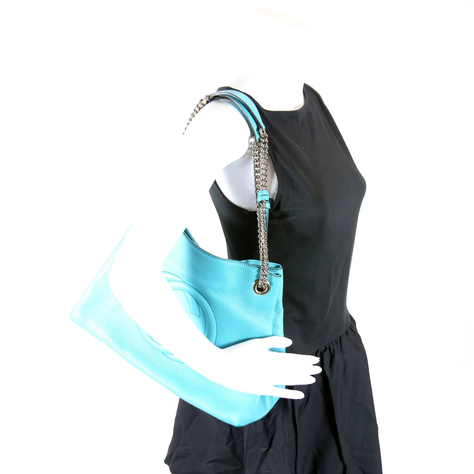 308982 Soho Leather Shoulder Medium Teal - Image 10