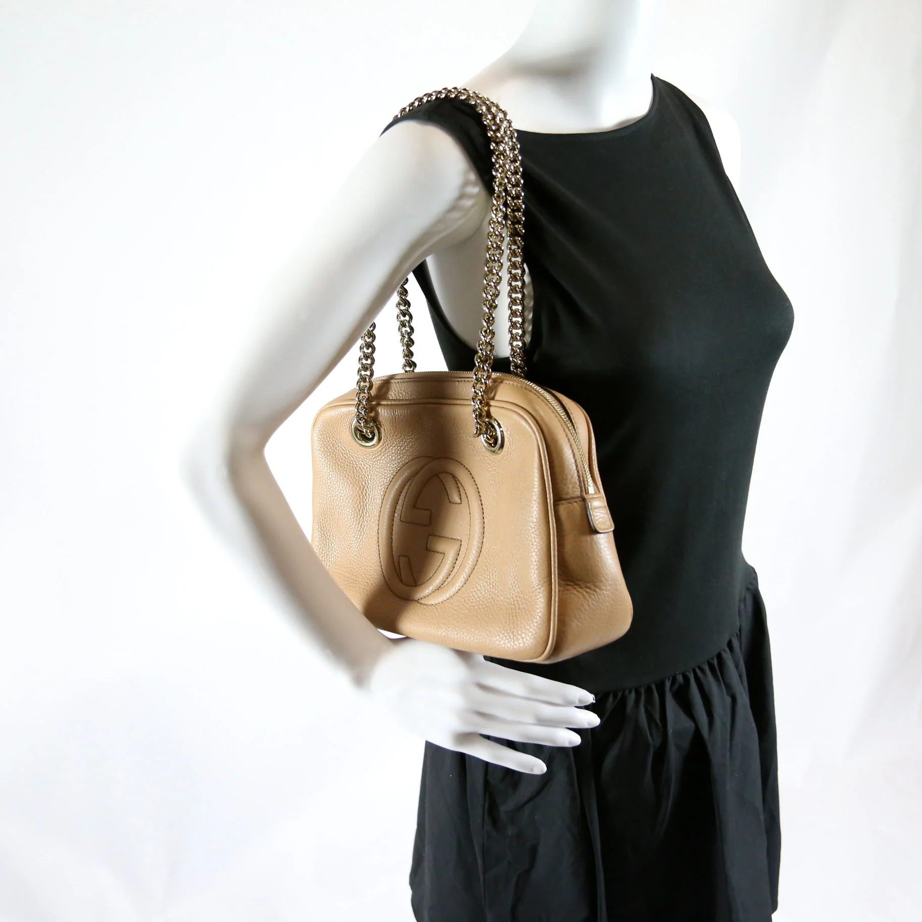 308983 Soho Chain Shoulder Bag Tan - Image 9