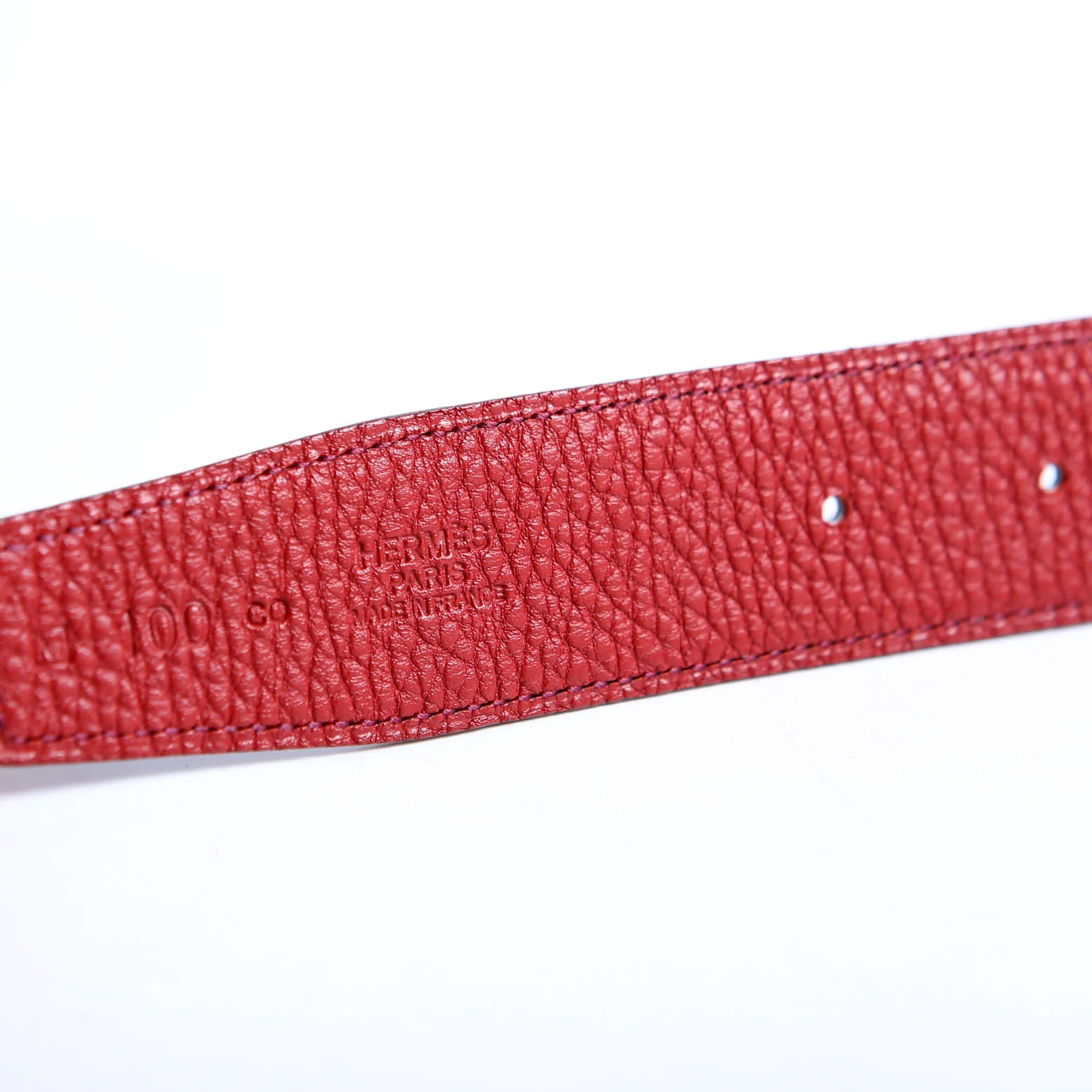 32MM Reversible Leather Strap Only Belt Size 100 Black/Red - Image 5