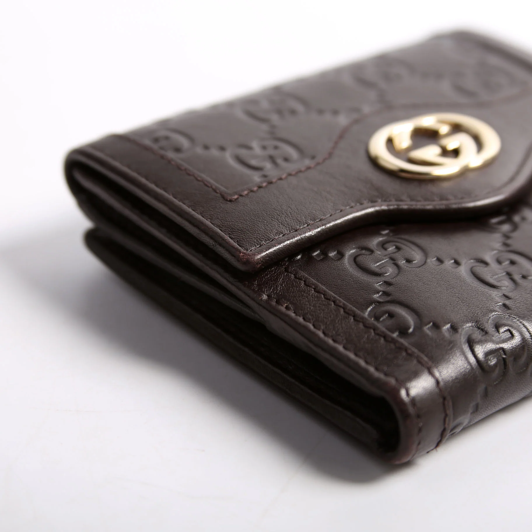 334457 Guccissima French Flap Wallet Brown - Image 4