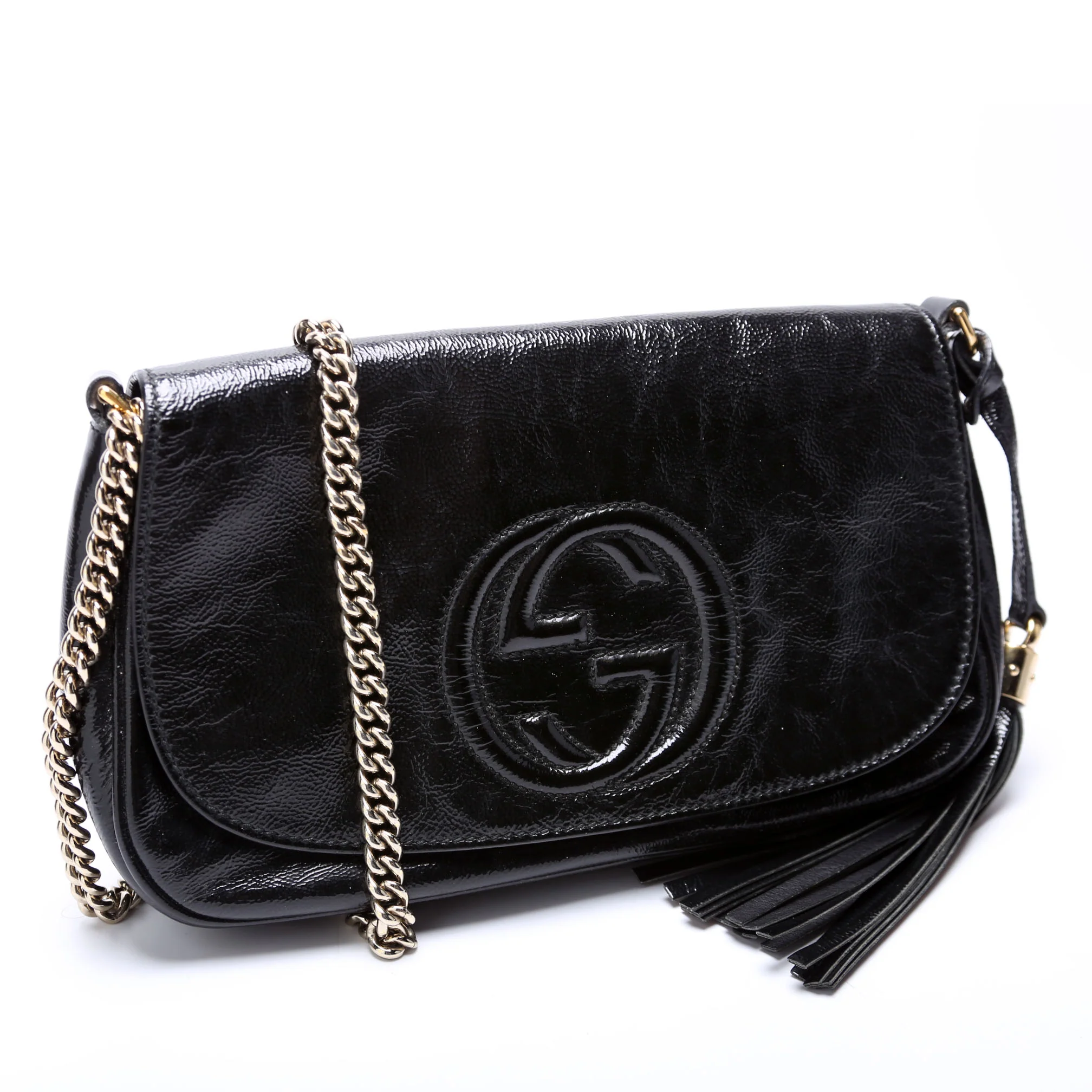 336752 Soho Chain Crossbody Medium Patent Black - Image 2