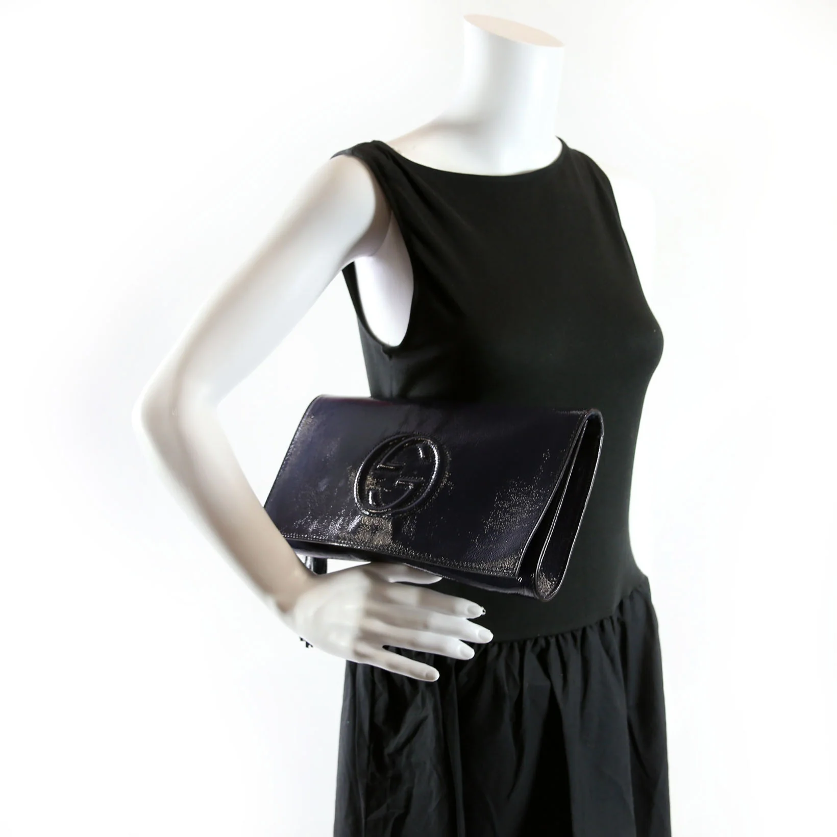 336753 Soho Patent Leather Clutch Blue - Image 13