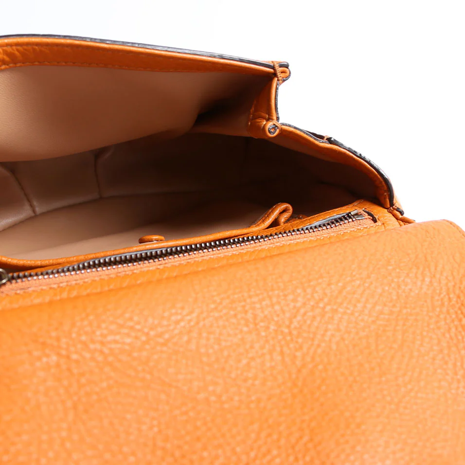 347104 Calfskin Bamboo Nouveau Shoulder Bag Small Orange - Image 13