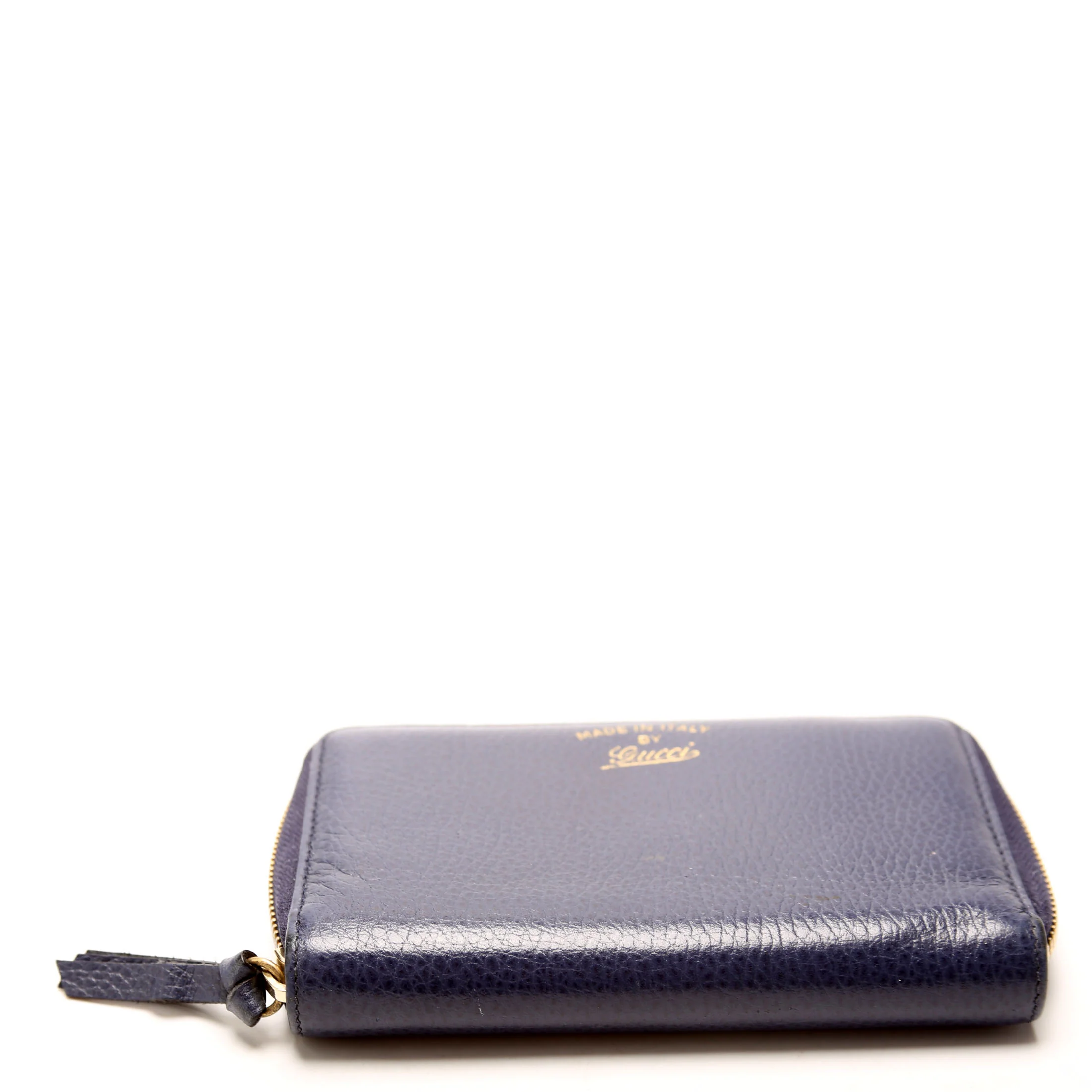 354497 Compact Leather Zip Wallet Navy - Image 4