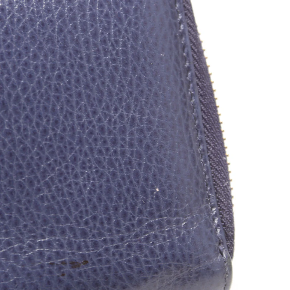 354497 Compact Leather Zip Wallet Navy - Image 5
