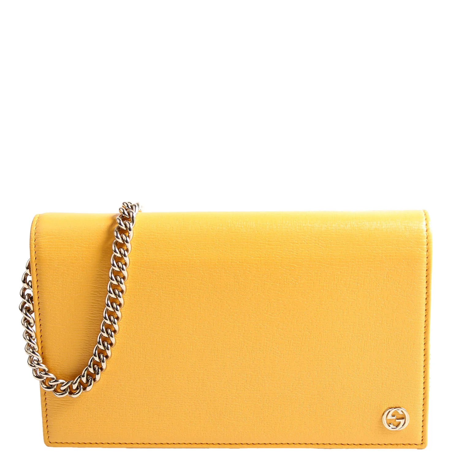 354697 Interlocking GG Chain Wallet Yellow