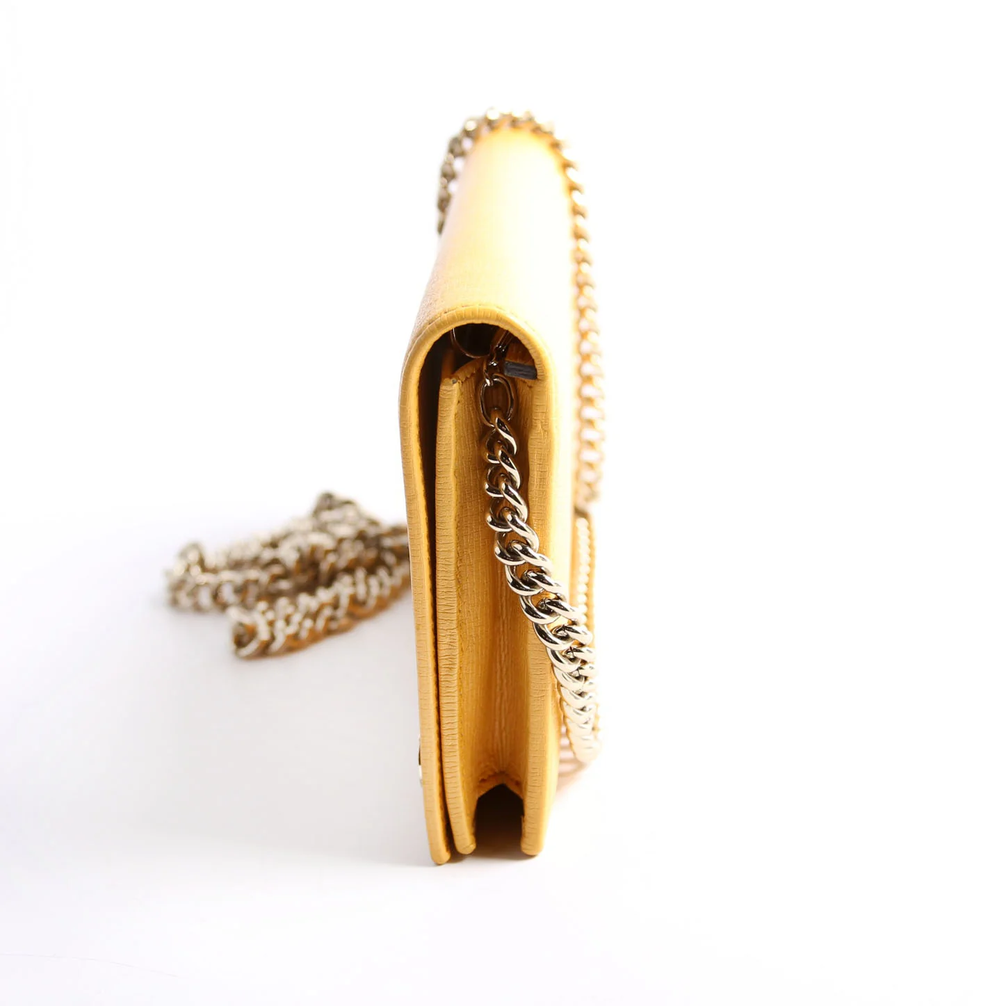354697 Interlocking GG Chain Wallet Yellow - Image 4