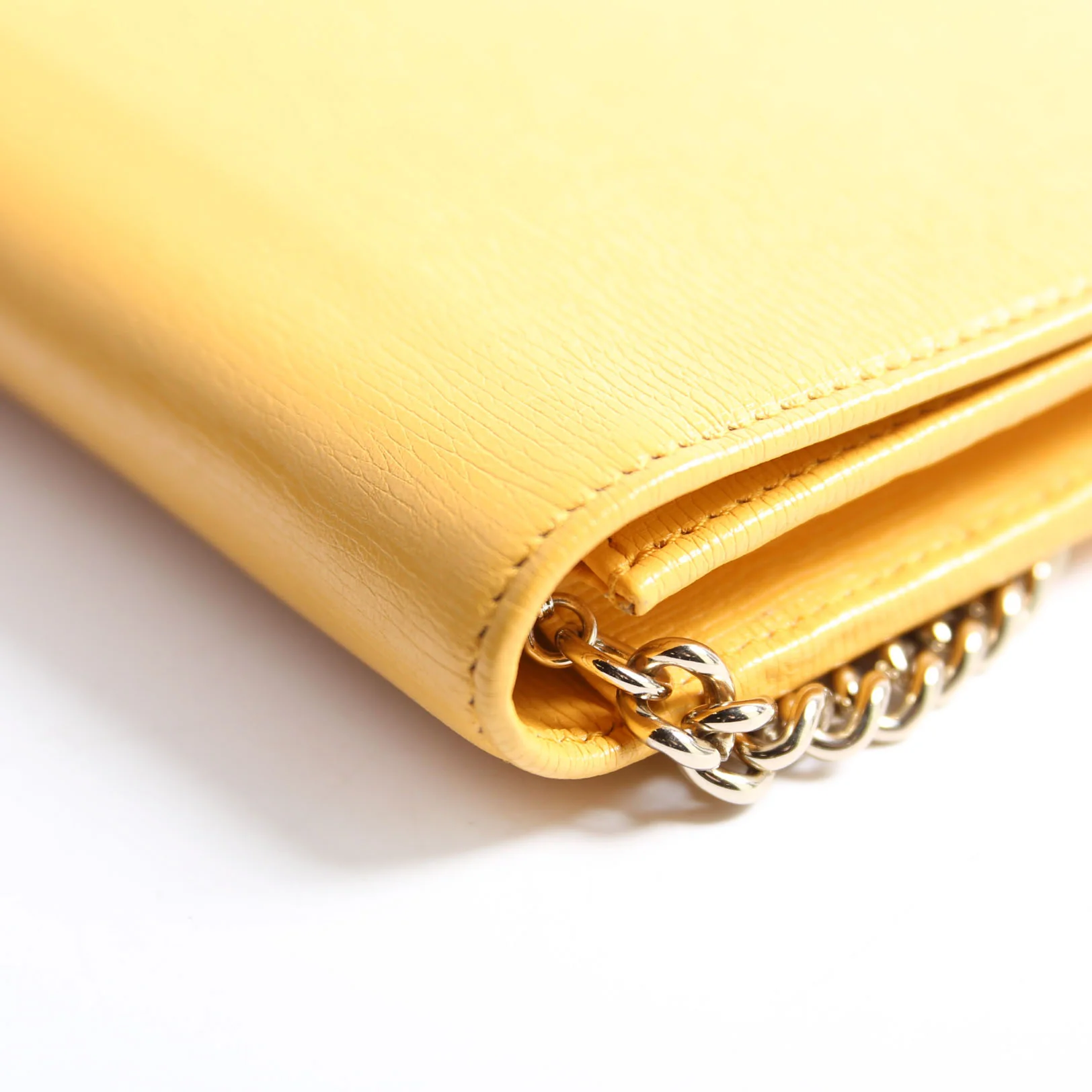 354697 Interlocking GG Chain Wallet Yellow - Image 9