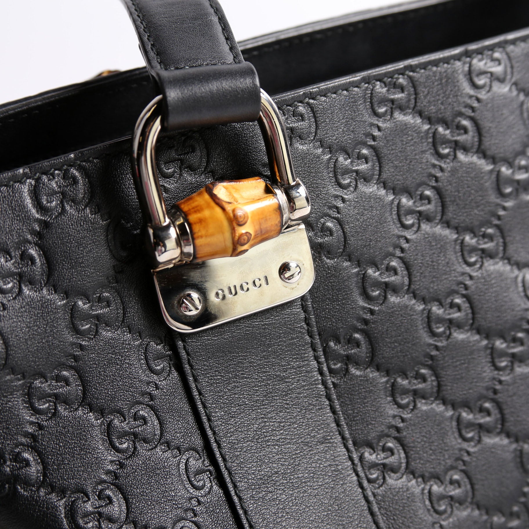 355772 Guccissima Bamboo Bar Tote Black - Image 5