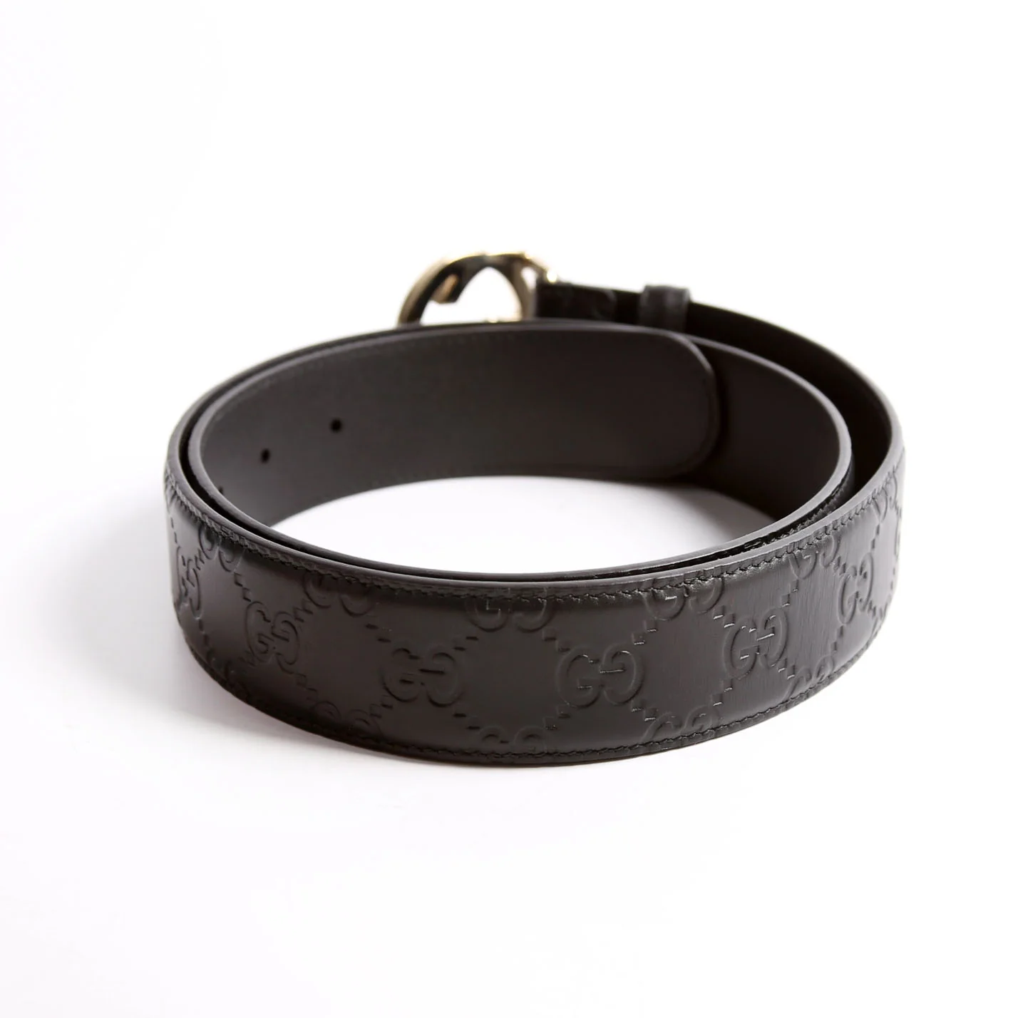 370543 Interlocking GG Leather Size 90/36 Black - Image 3