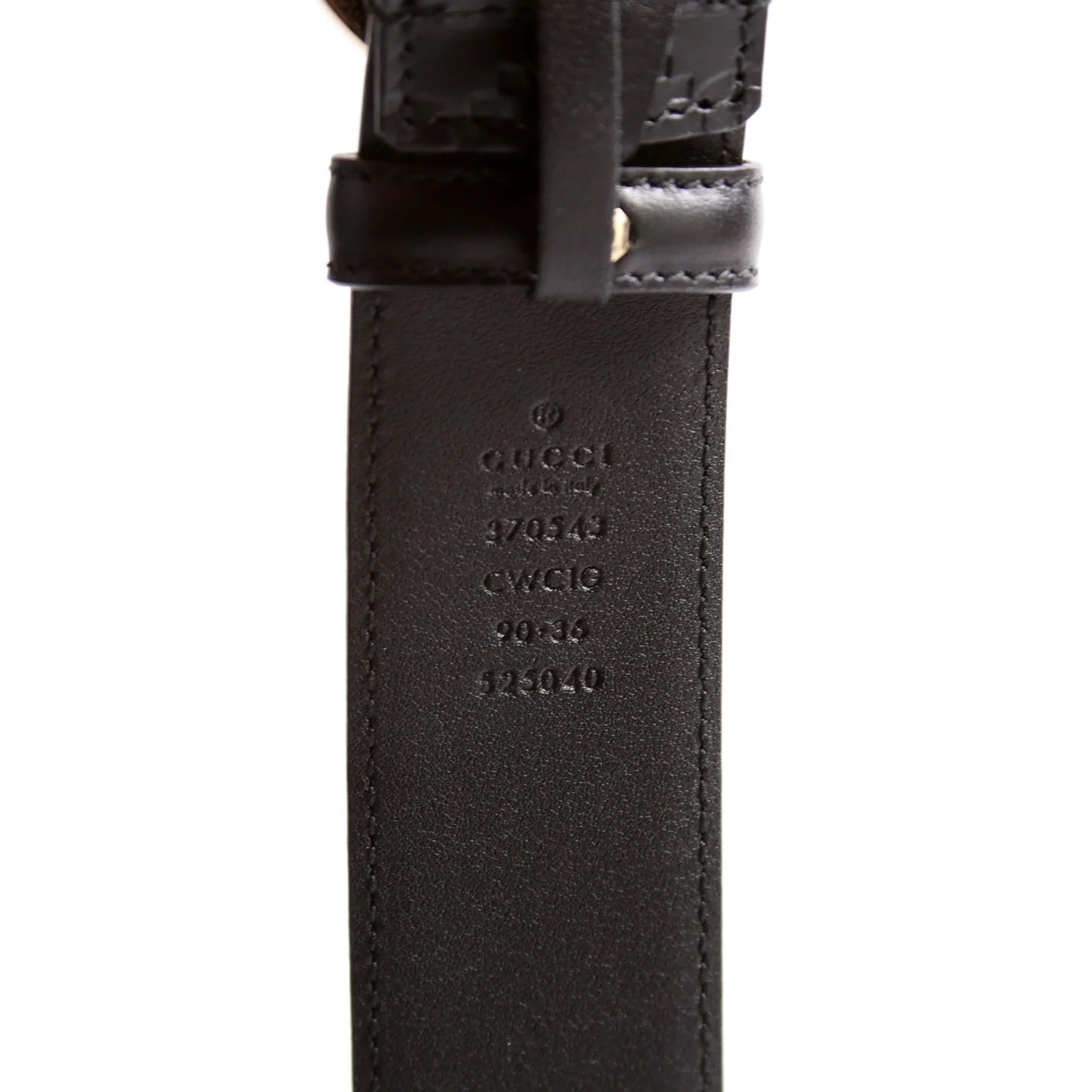 370543 Interlocking GG Leather Size 90/36 Black - Image 5