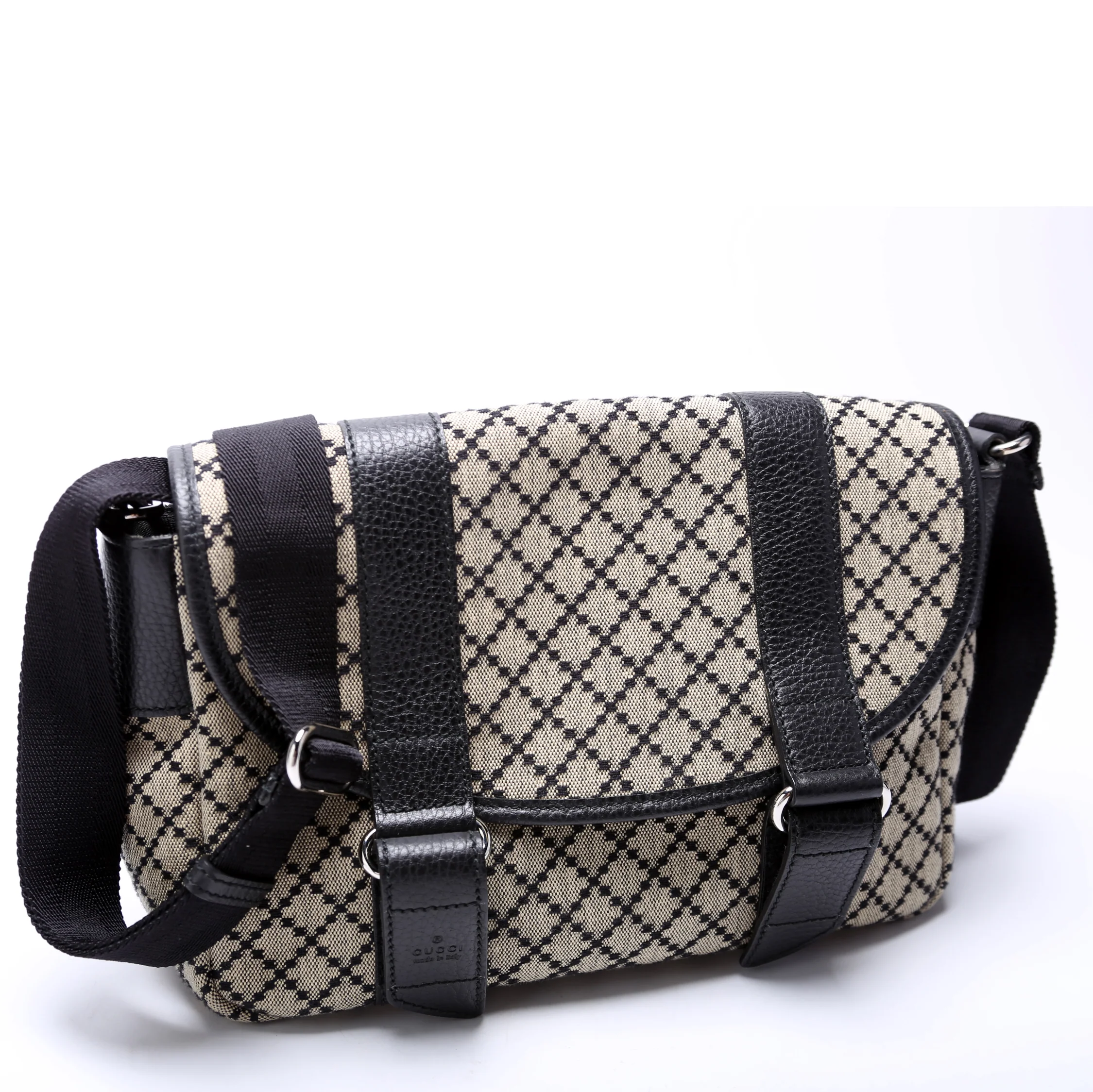 374429 Diamante Canvas Double Buckle Flap Small Messenger - Image 2