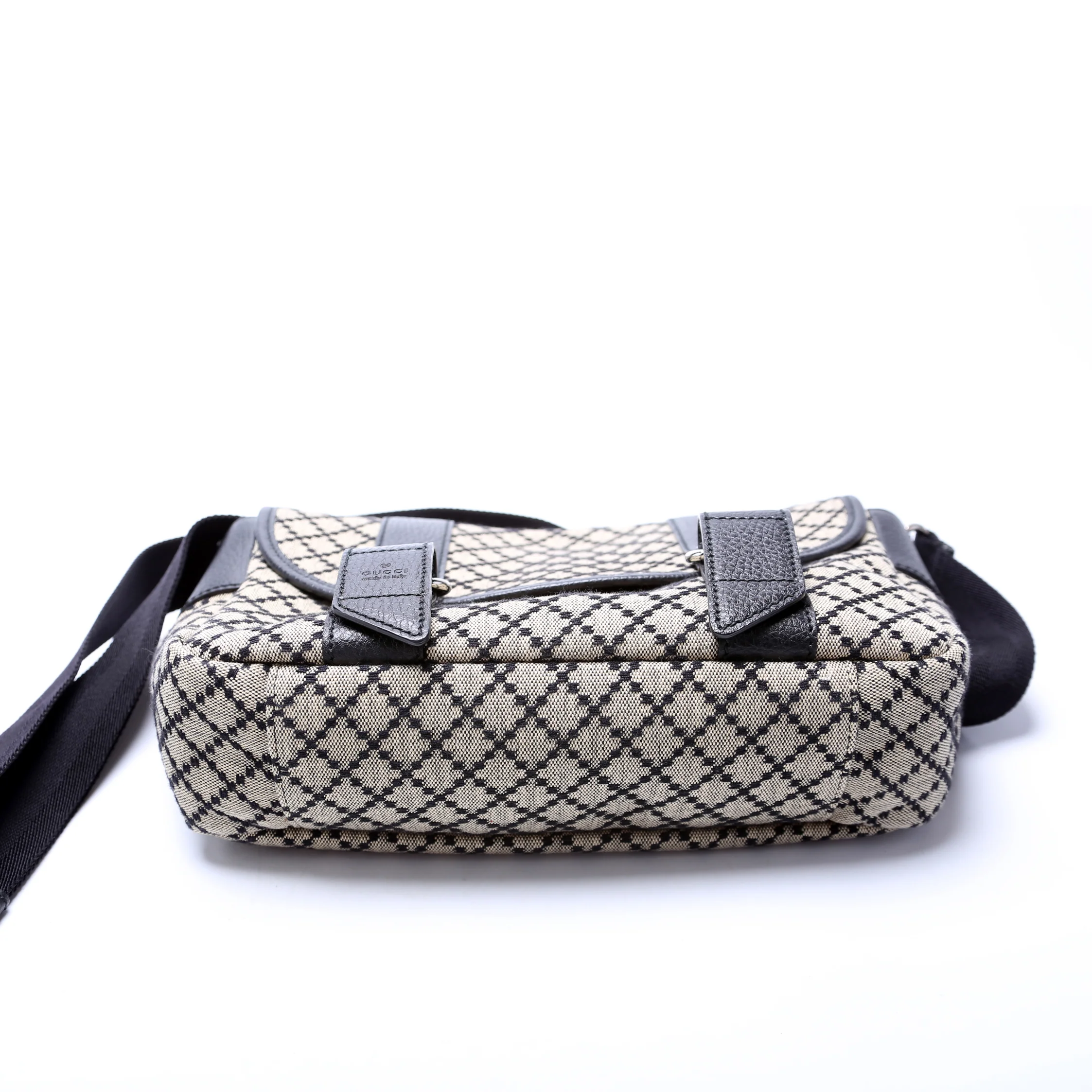 374429 Diamante Canvas Double Buckle Flap Small Messenger - Image 4
