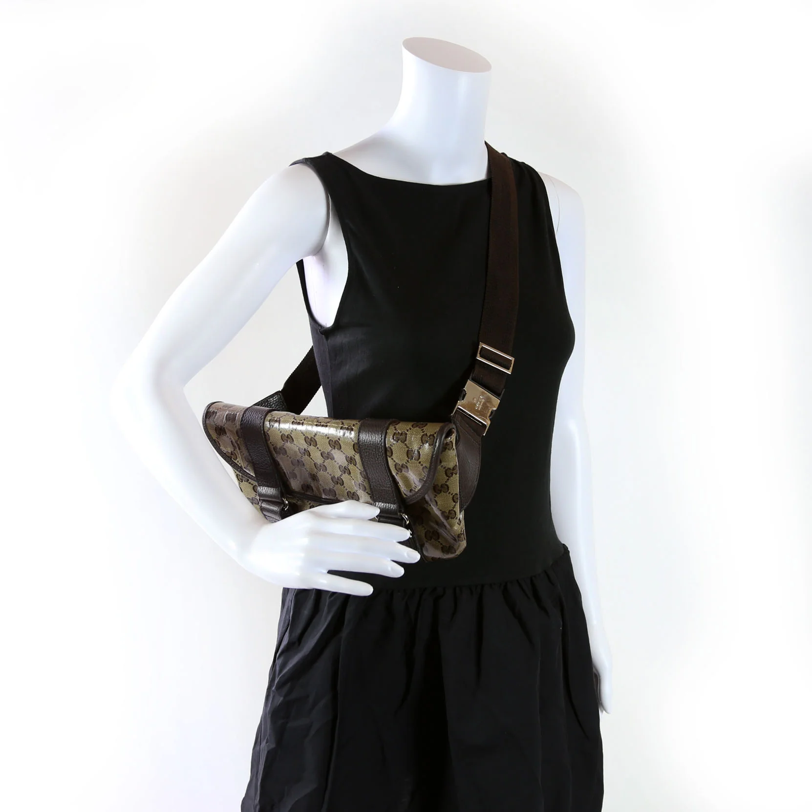 374617 GG Crystal Waist Belt Bag Brown - Image 12