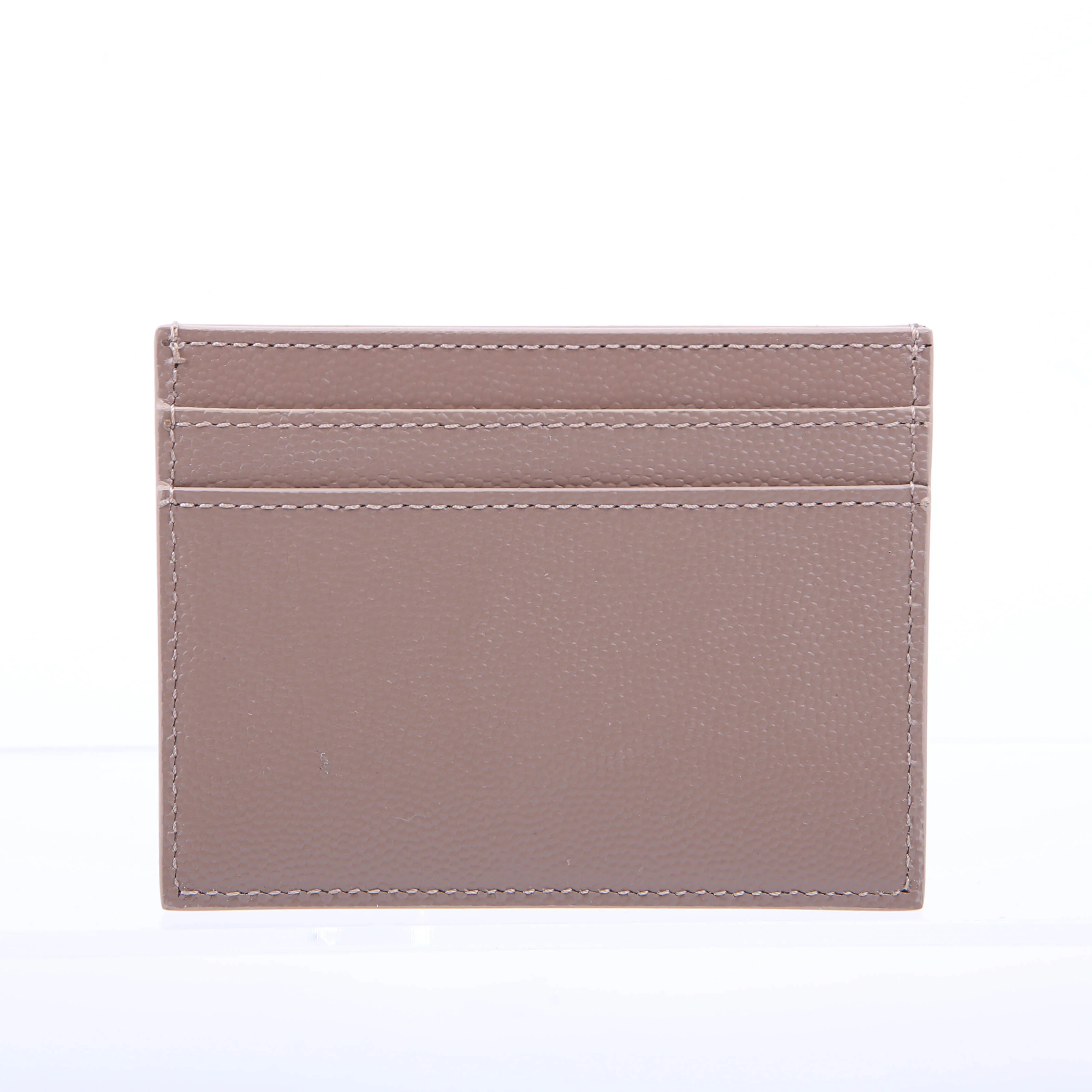375946 Paris Grain Leather Card Holder Taupe - Image 2