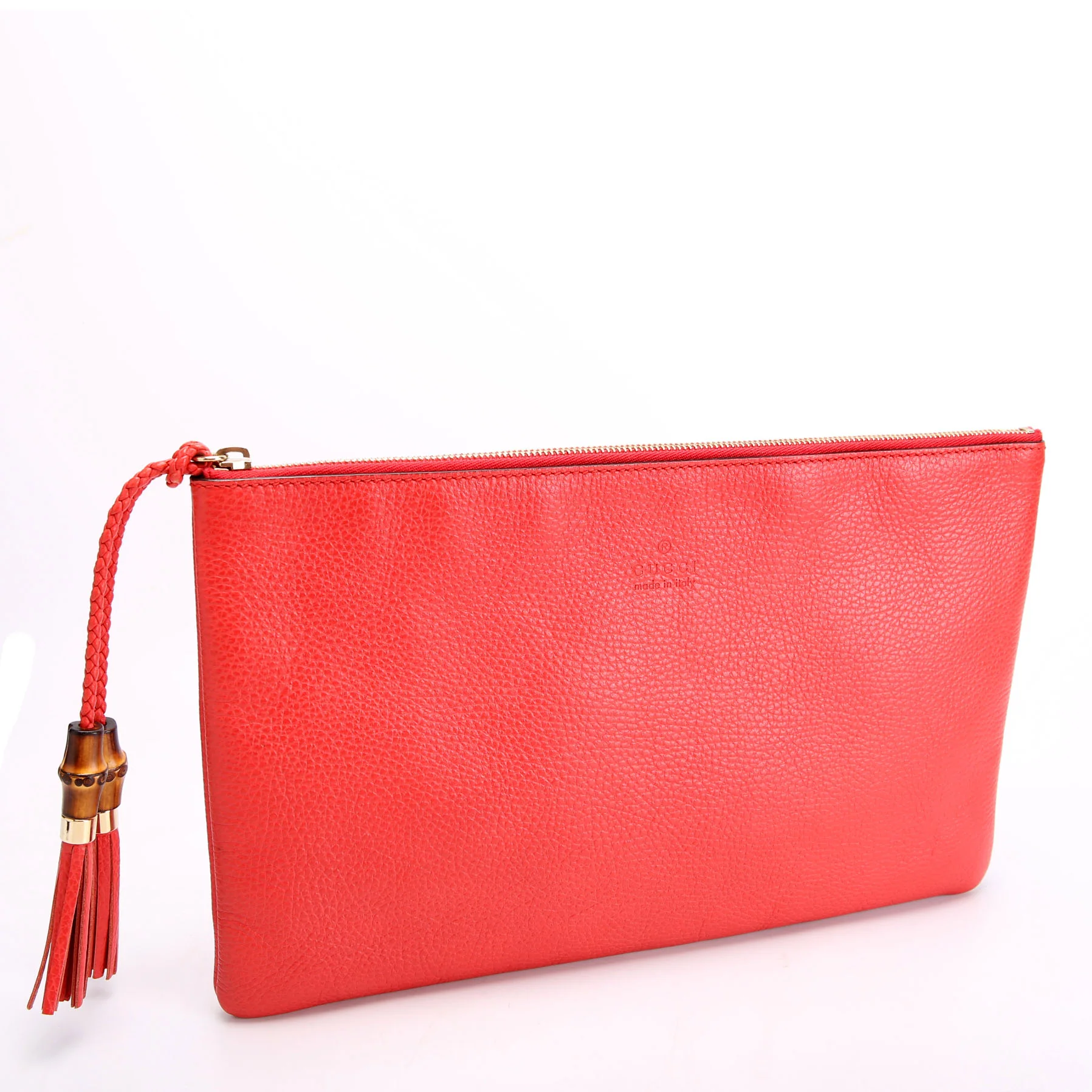 376858 Bamboo Tassel Zip Clutch Red - Image 2