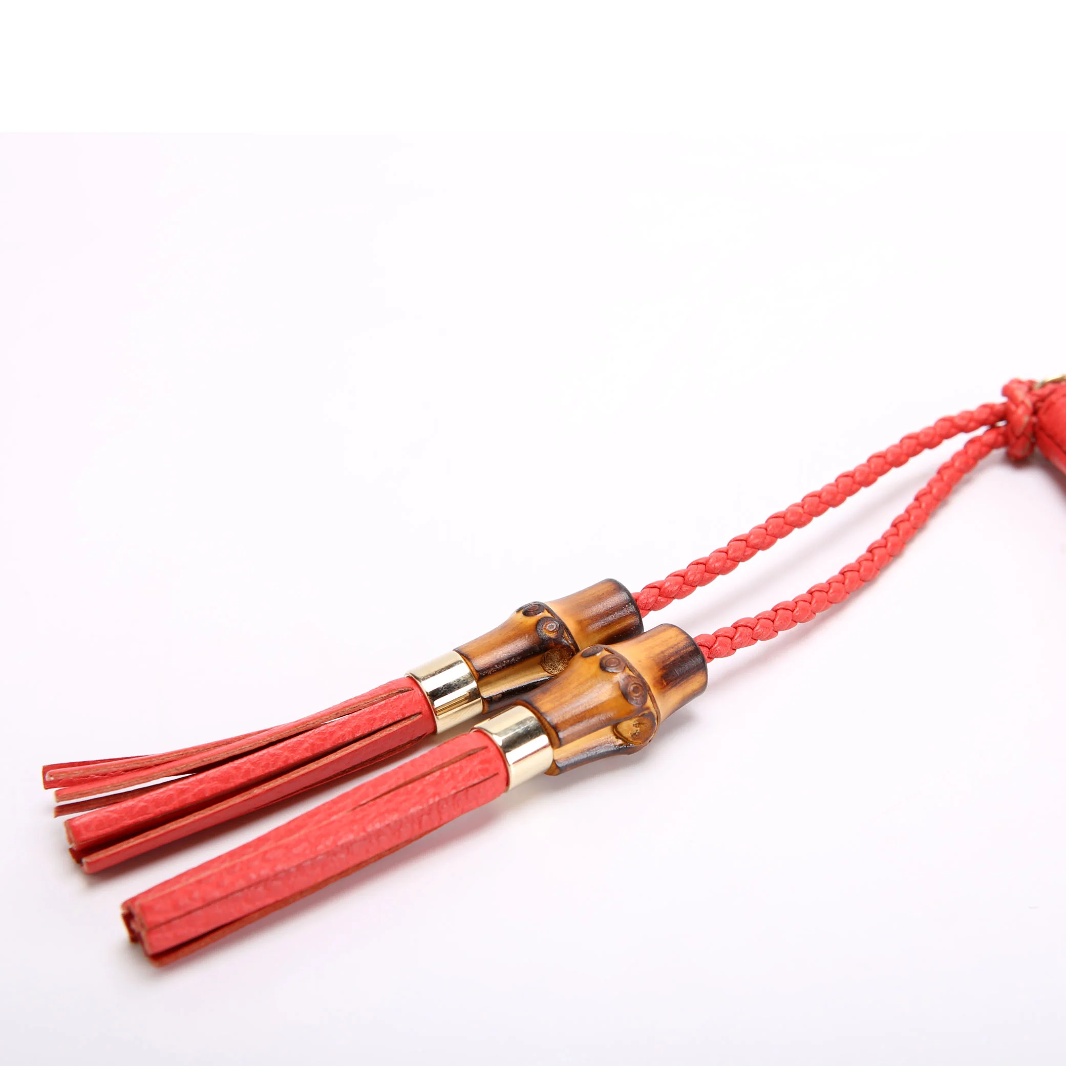 376858 Bamboo Tassel Zip Clutch Red - Image 8