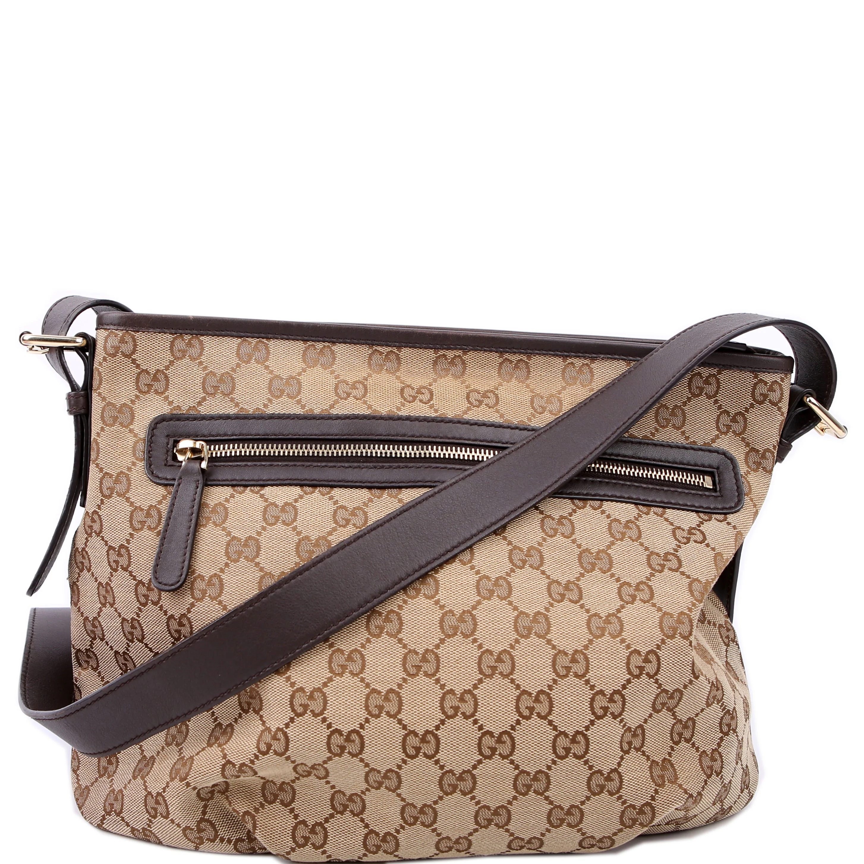 388930 GG Canvas Shoulder Bag Brown