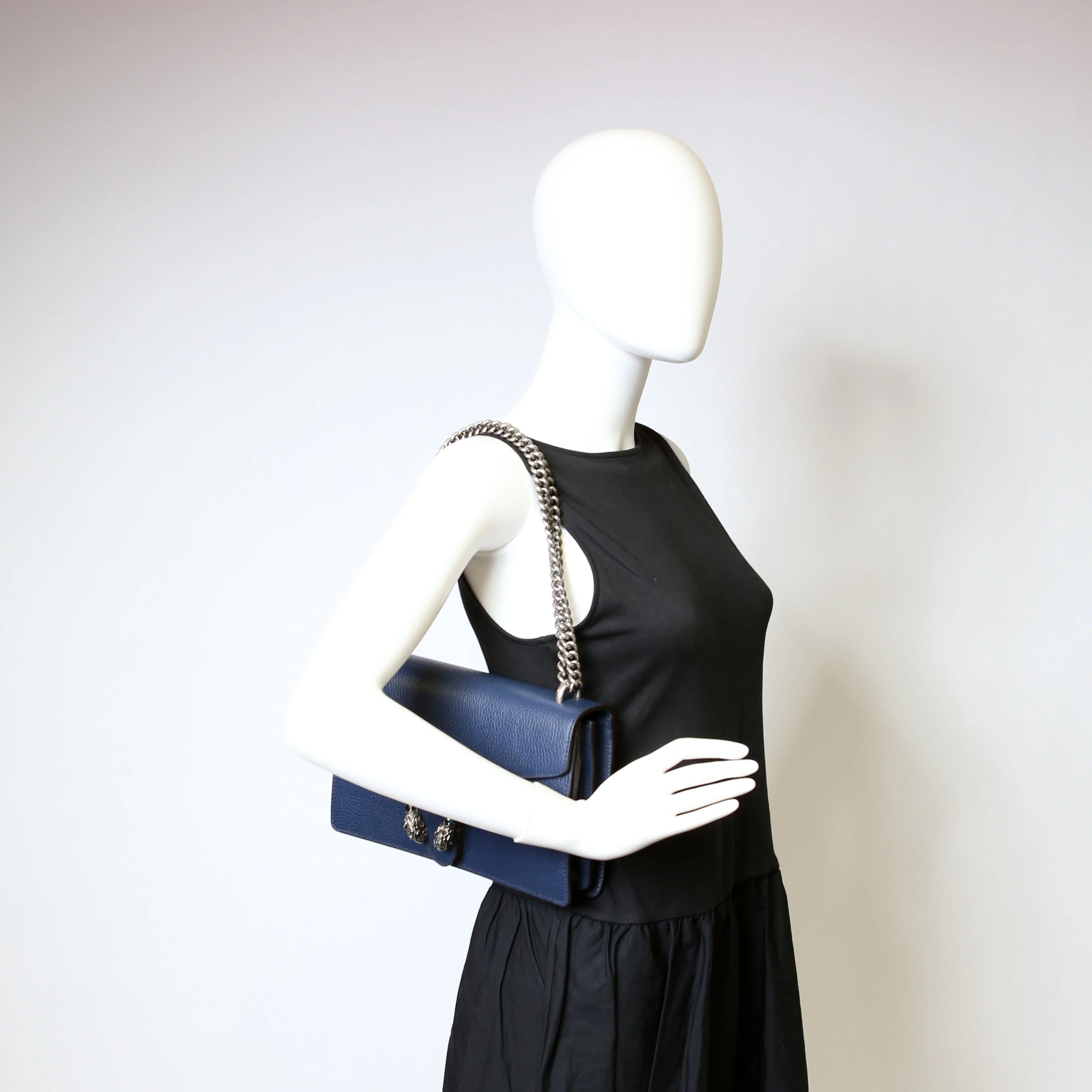 400249 Dionysus Leather Shoulder Small Navy - Image 11