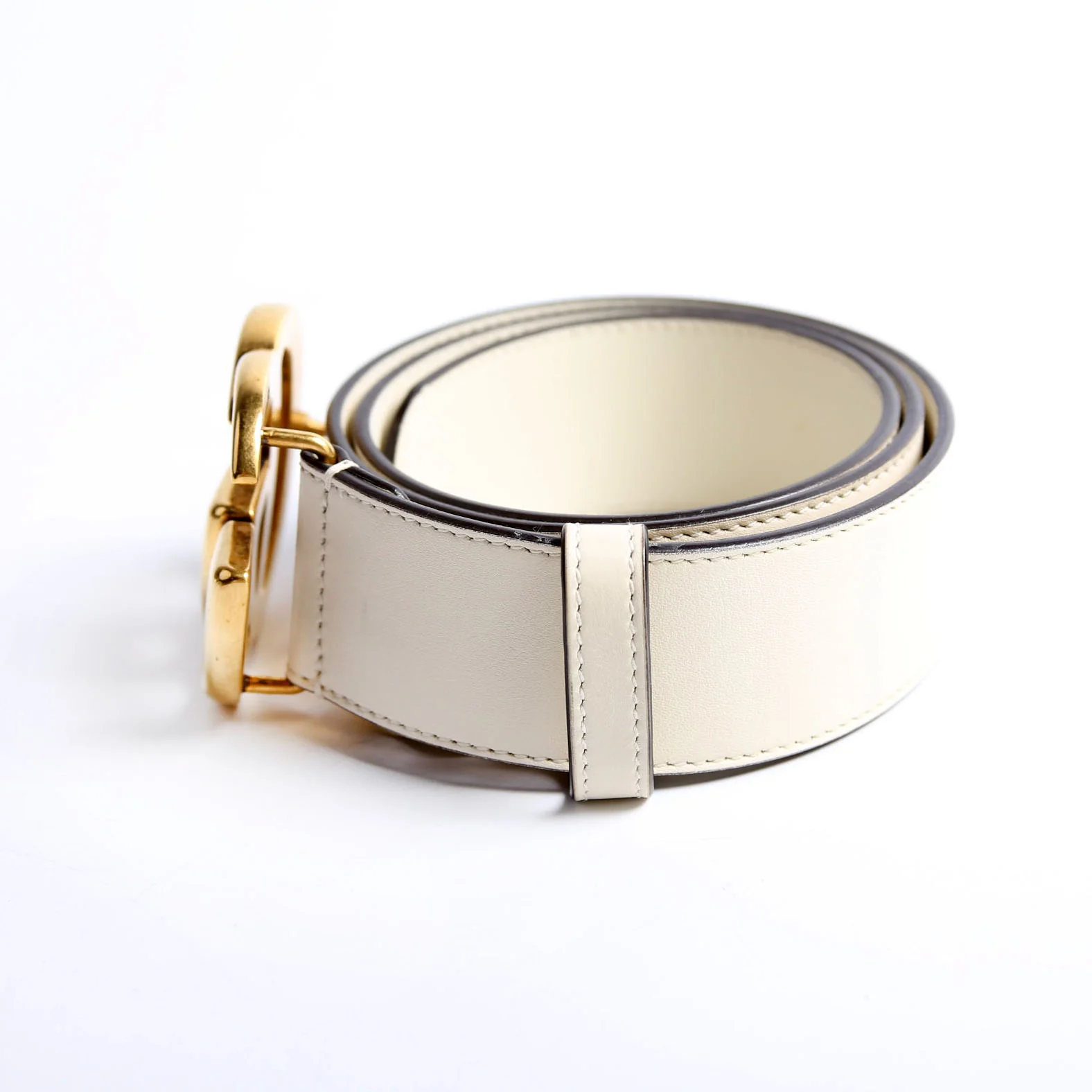 400593 Marmont GG Leather Belt Size 75/30 Ivory - Image 2