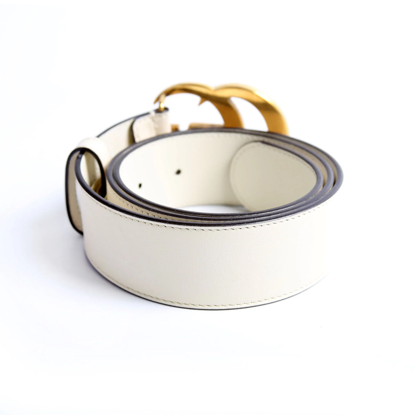 400593 Marmont GG Leather Belt Size 75/30 Ivory - Image 3