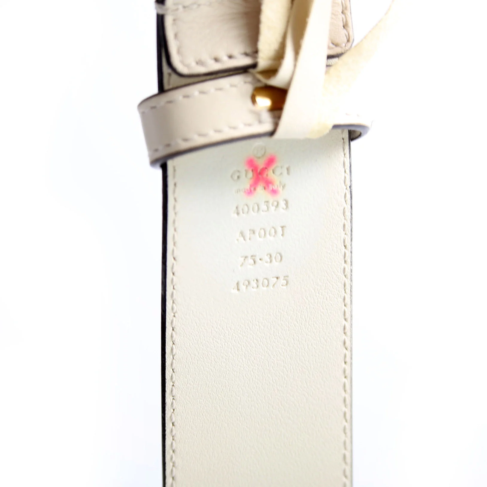 400593 Marmont GG Leather Belt Size 75/30 Ivory - Image 5