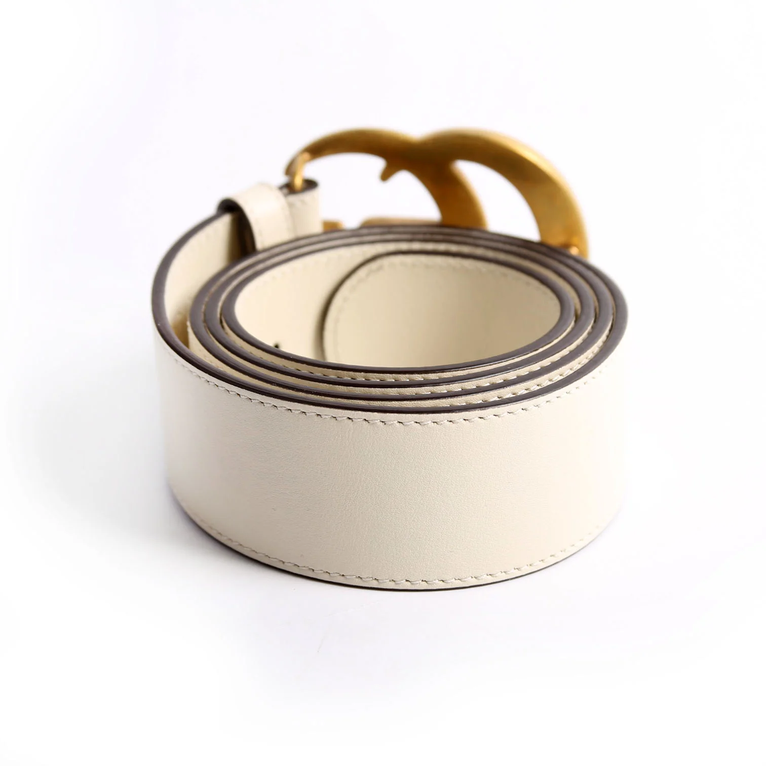 400593 Marmont GG Leather Belt Size 90/36 White - Image 3