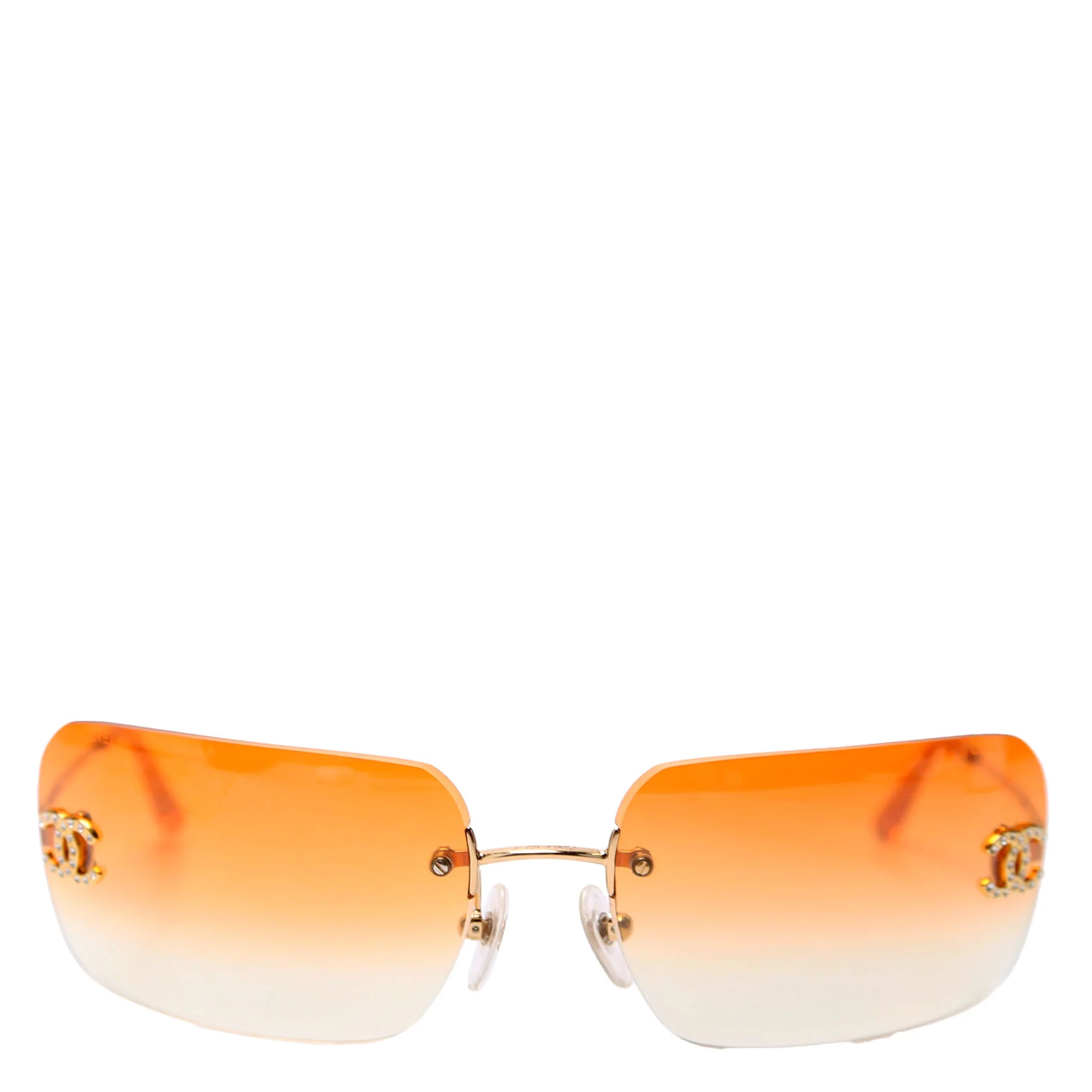 4017 D Rhinestone Logo Sunglasses Orange/Gold
