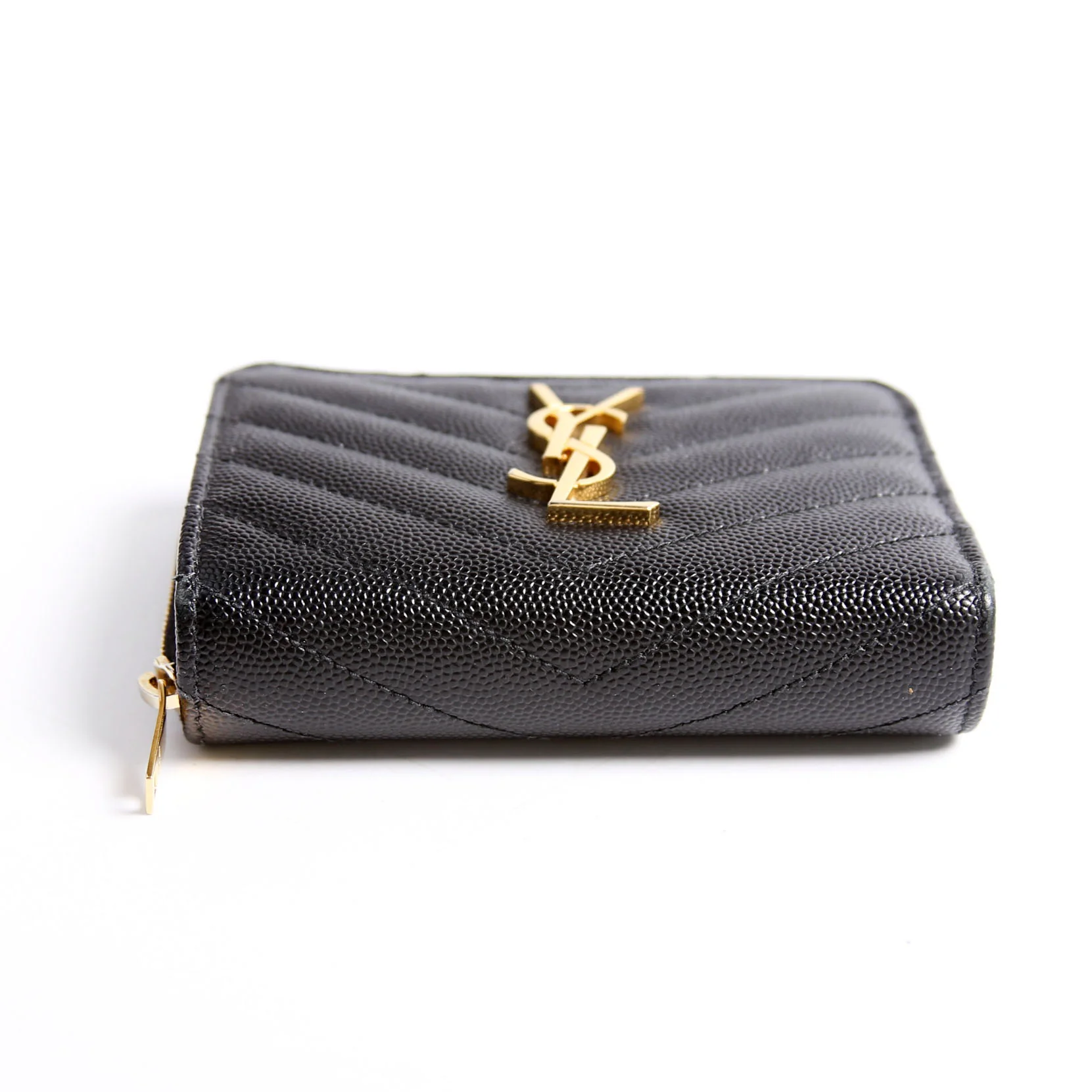 403723 Cassandre Grain De Poudre Compact Zip Around Wallet Black - Image 5