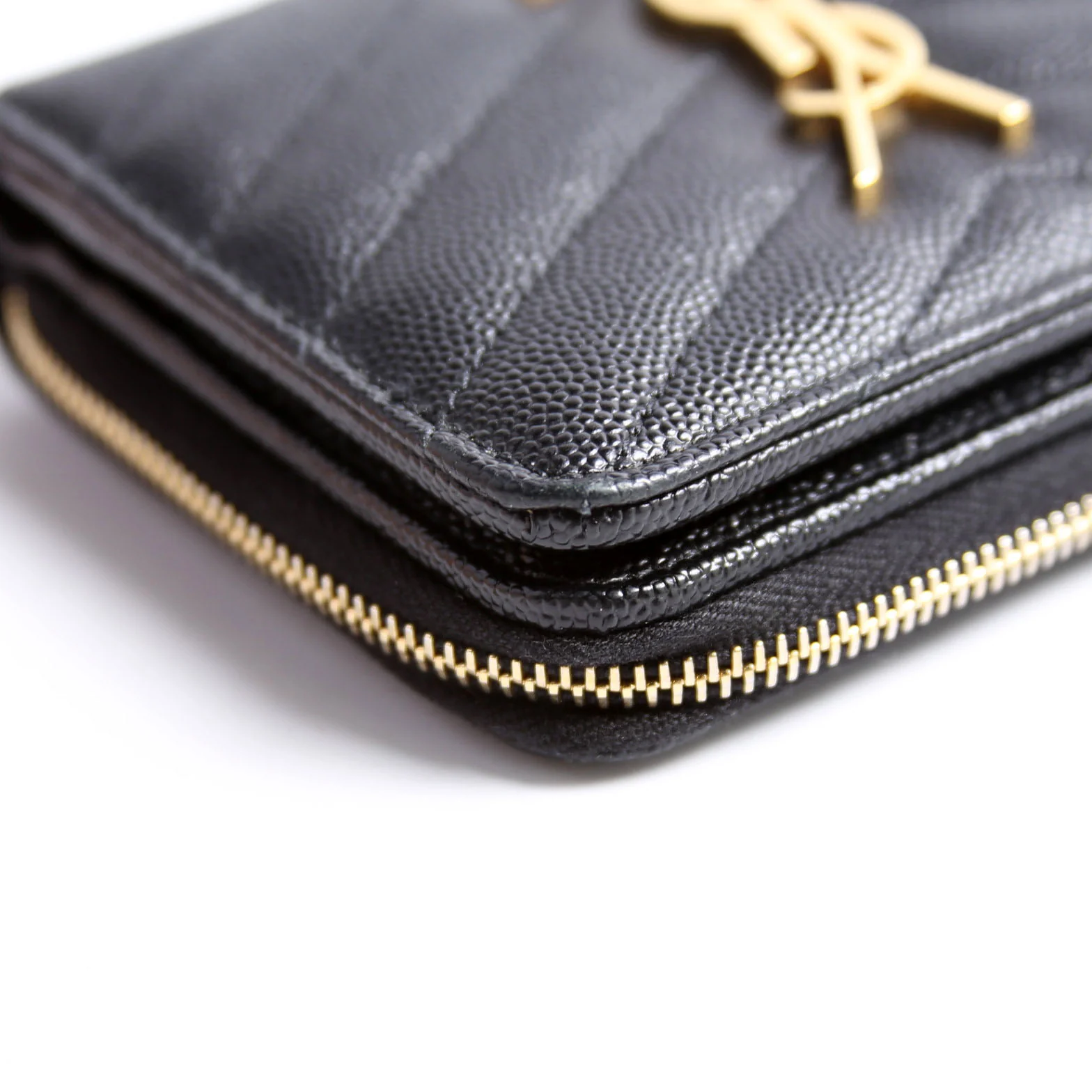 403723 Cassandre Grain De Poudre Compact Zip Around Wallet Black - Image 8