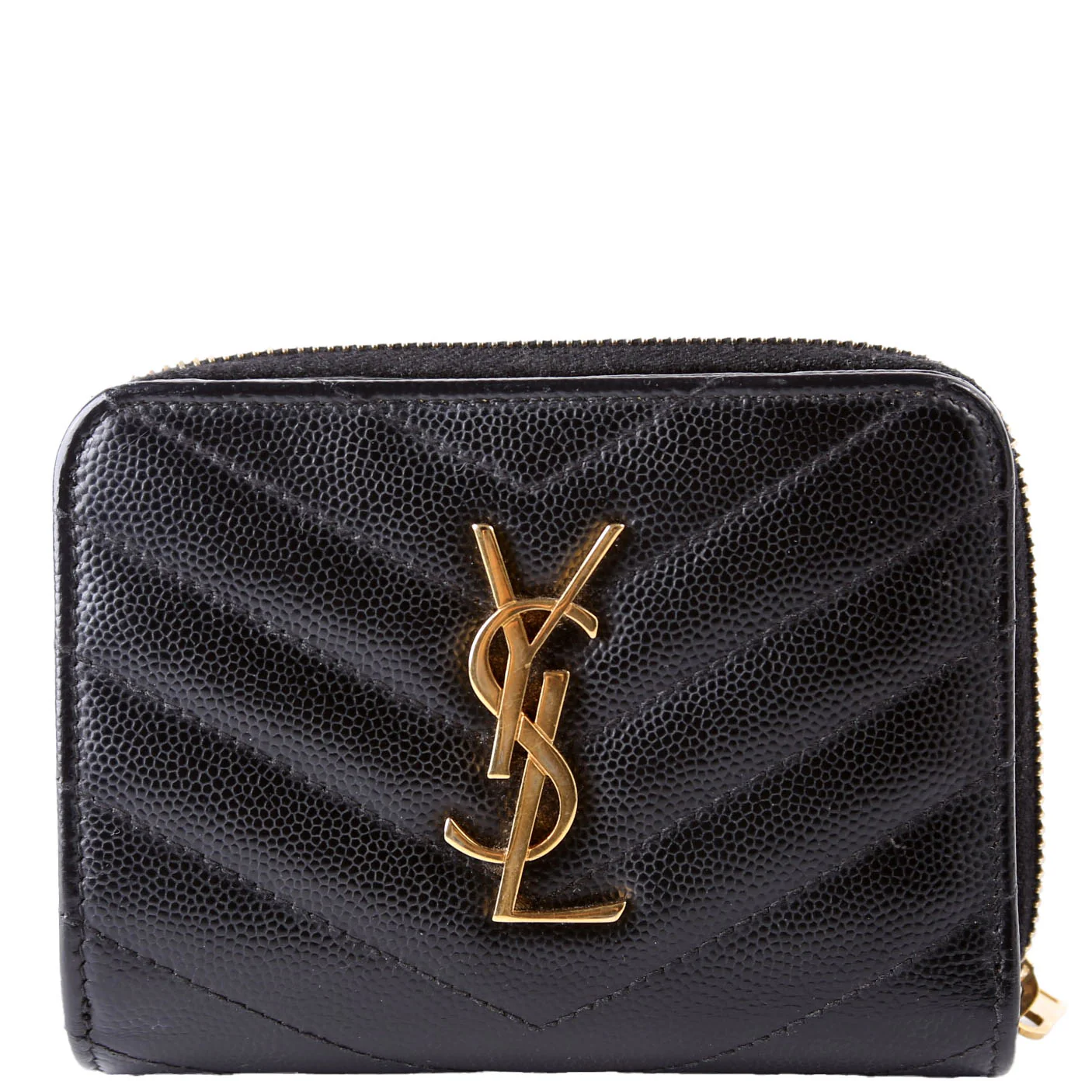 403723 Cassandre Grain De Poudre Compact Zip Around Wallet Black
