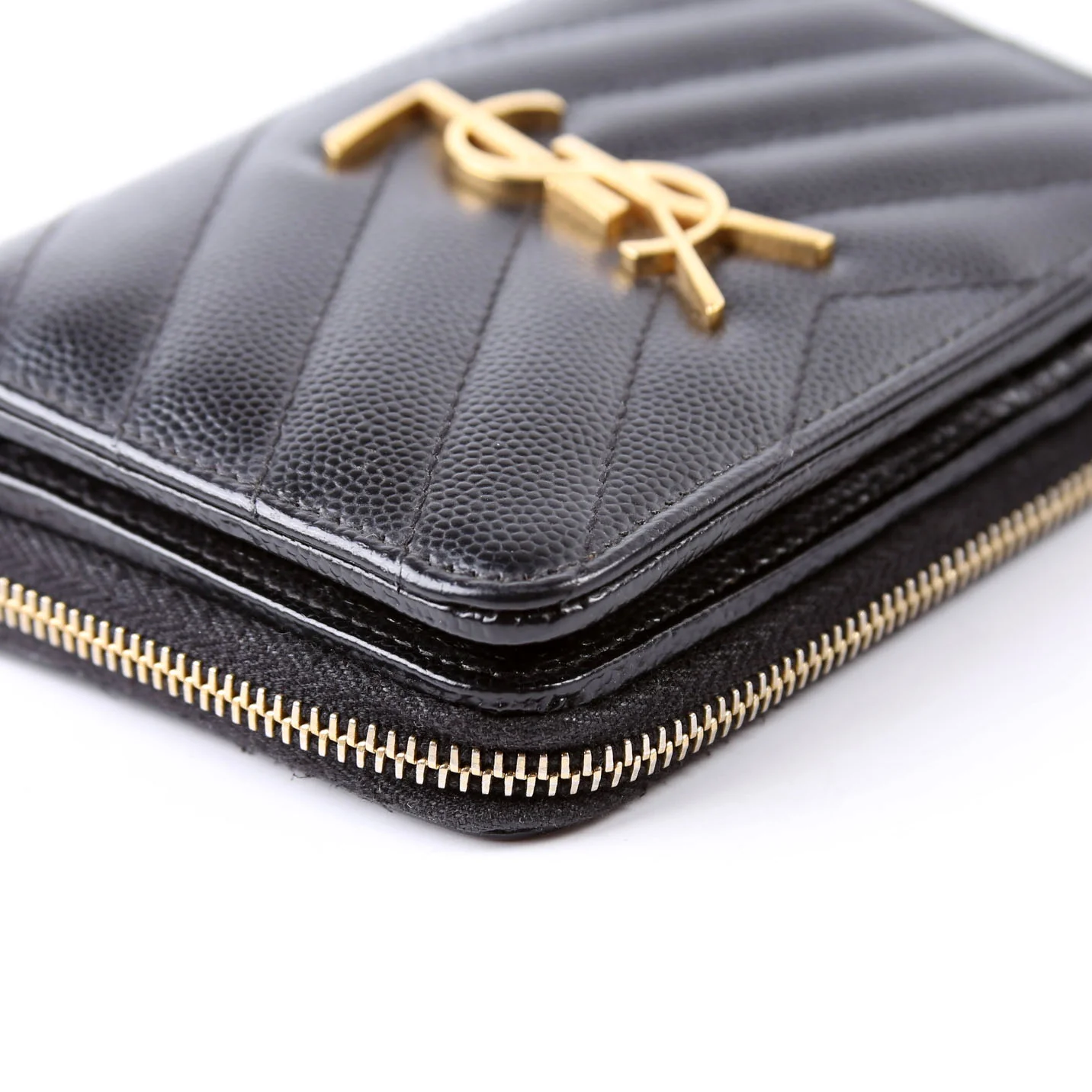 403723 Cassandre Grain De Poudre Compact Zip Around Wallet Black - Image 8