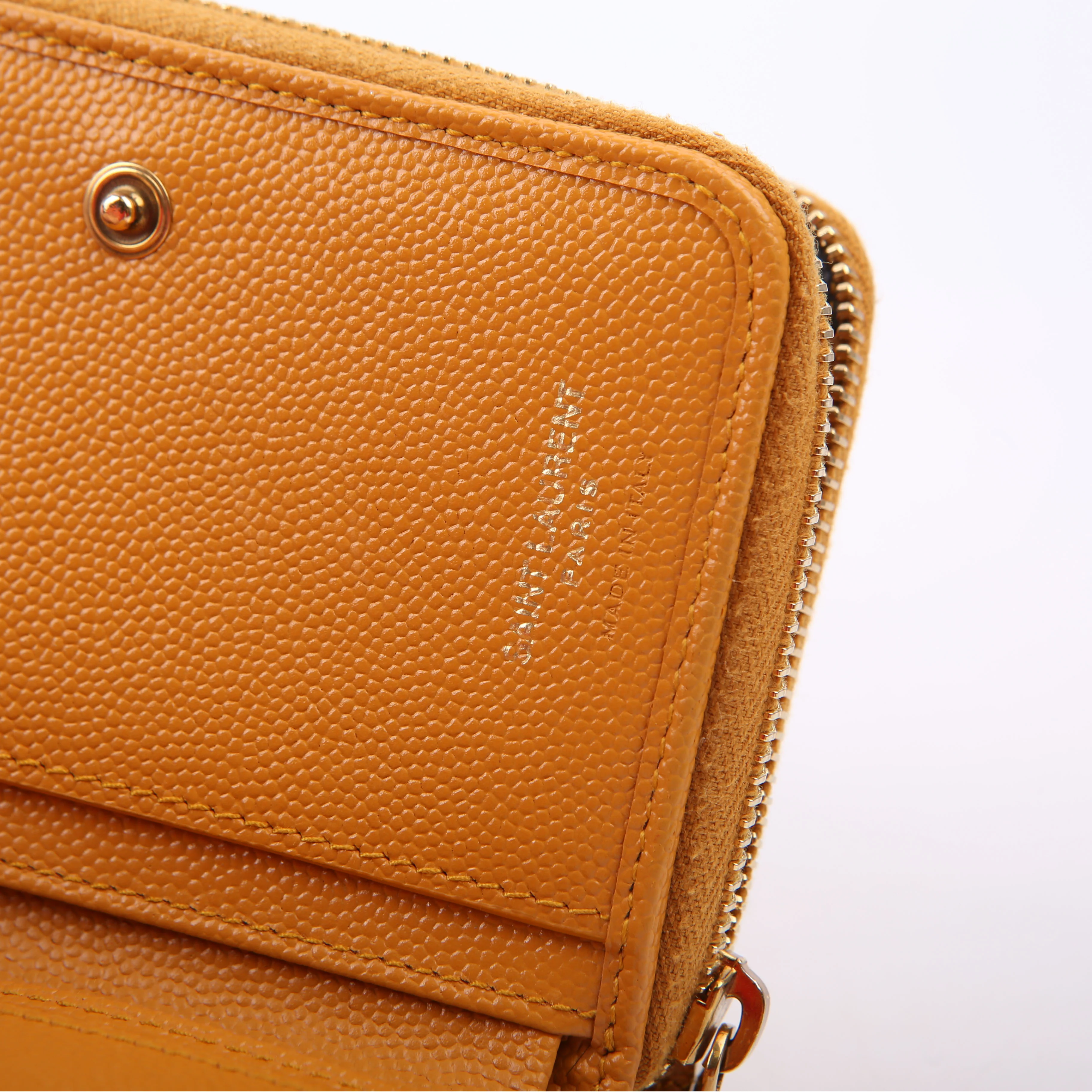 403723 Cassandre Grain De Poudre Compact Zip Around Wallet Yellow - Image 10