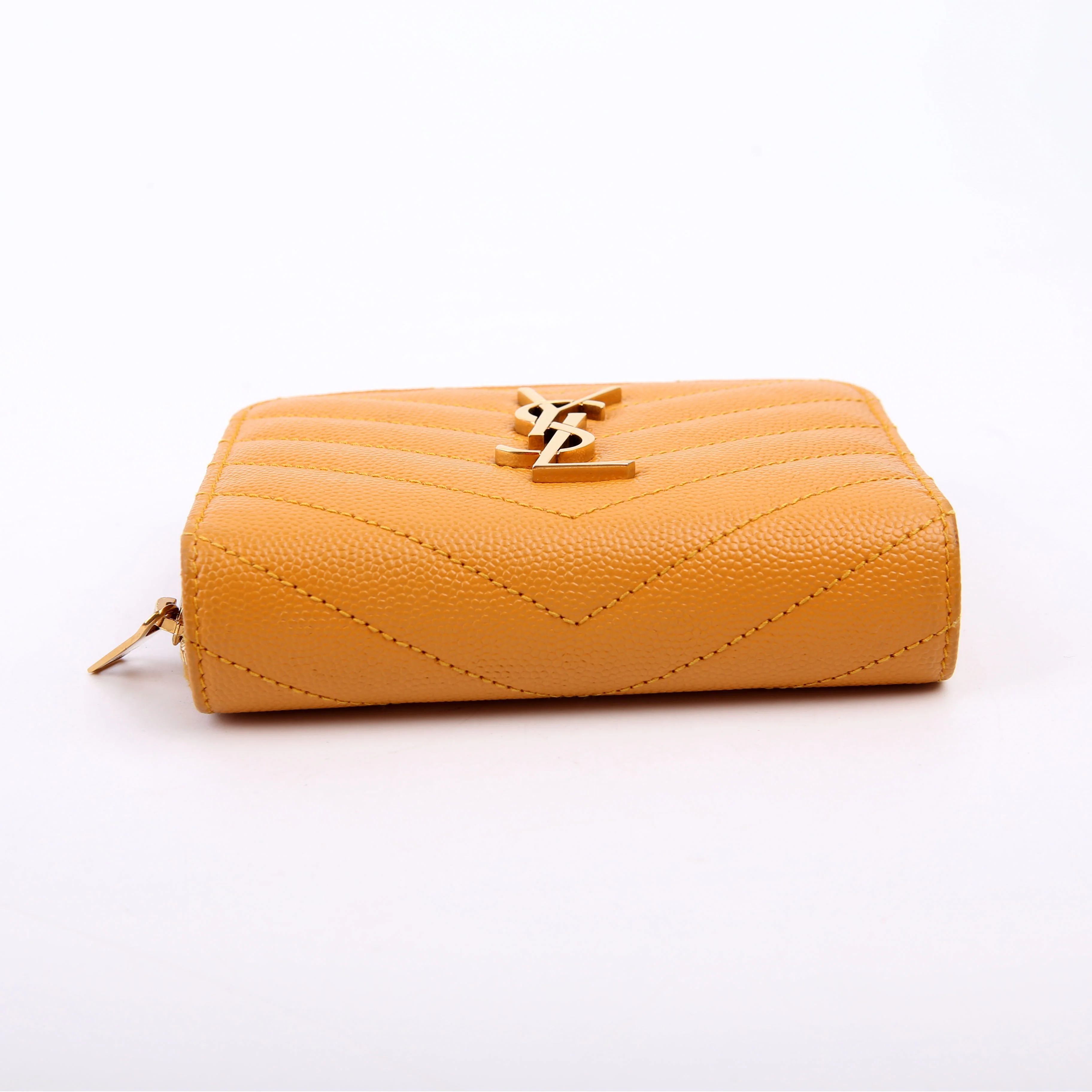 403723 Cassandre Grain De Poudre Compact Zip Around Wallet Yellow - Image 4