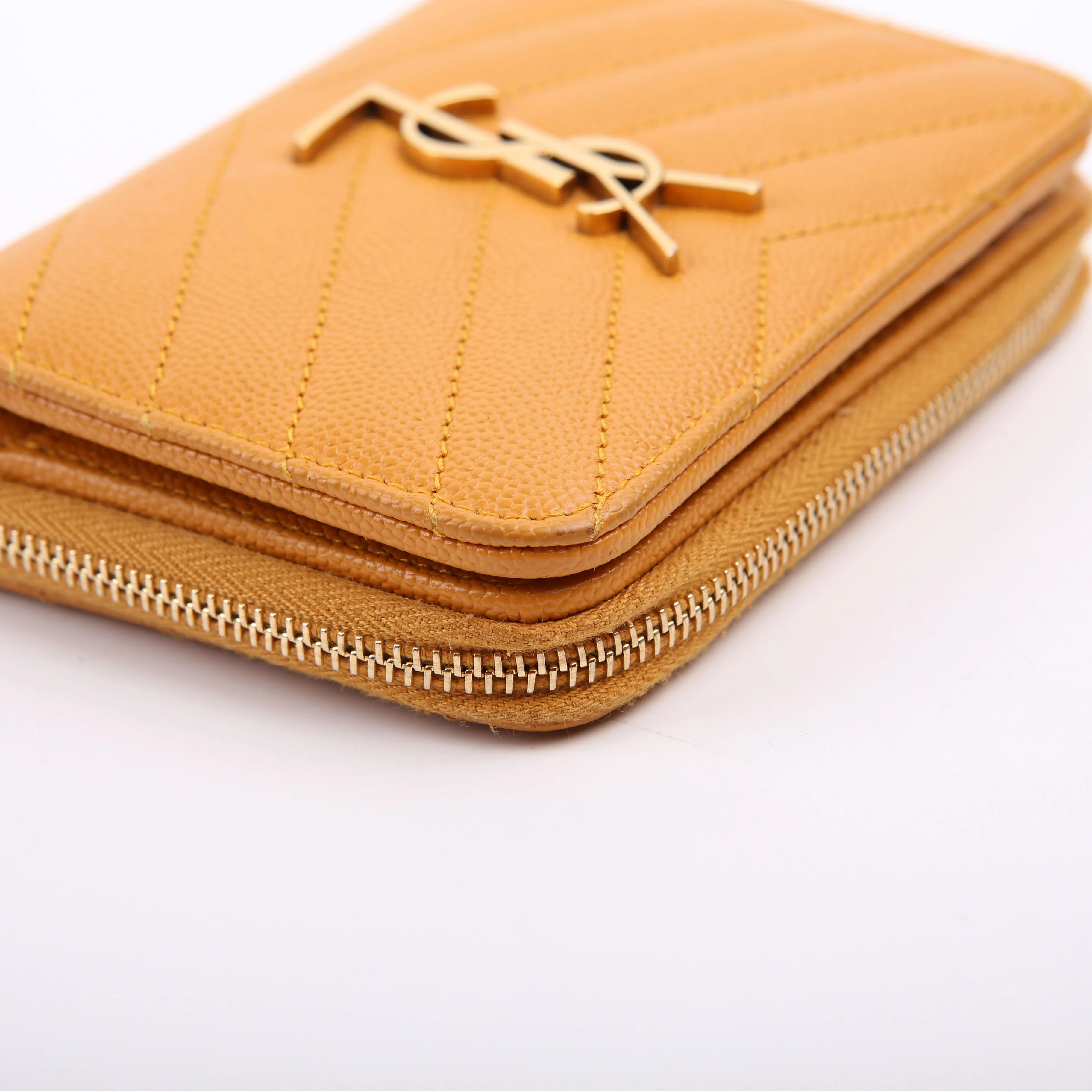 403723 Cassandre Grain De Poudre Compact Zip Around Wallet Yellow - Image 7